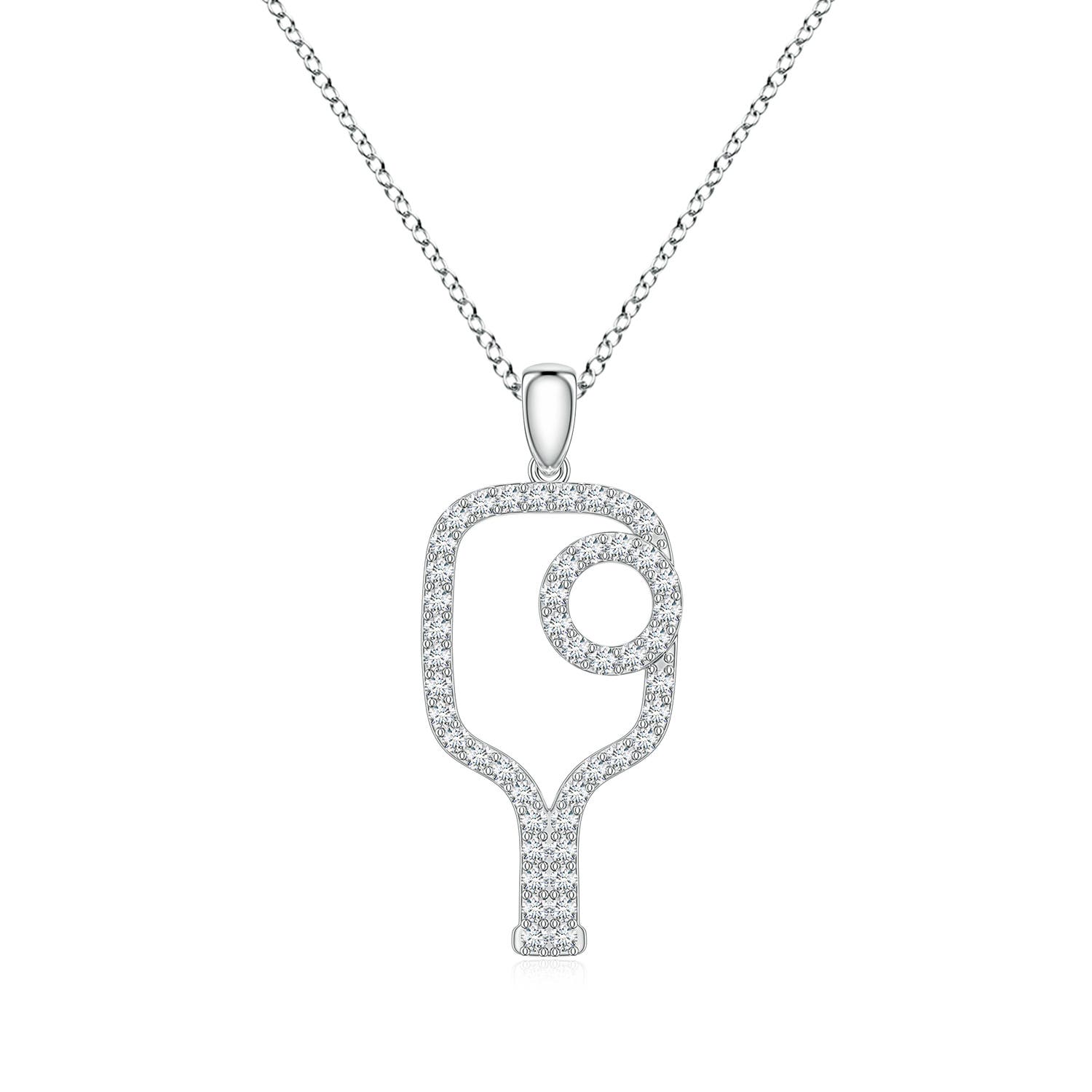 1.2mm FGVS Lab-Grown Diamond Pickleball-Inspired Charm Pendant in 18K White Gold