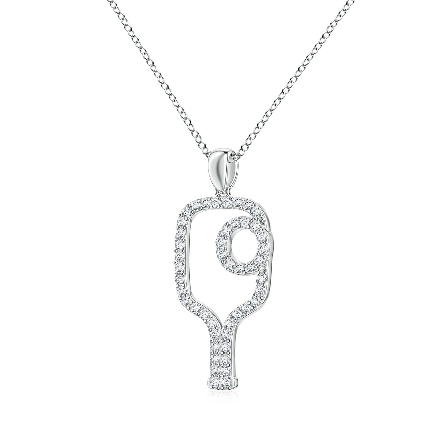 1.2mm FGVS Lab-Grown Diamond Pickleball-Inspired Charm Pendant in 18K White Gold