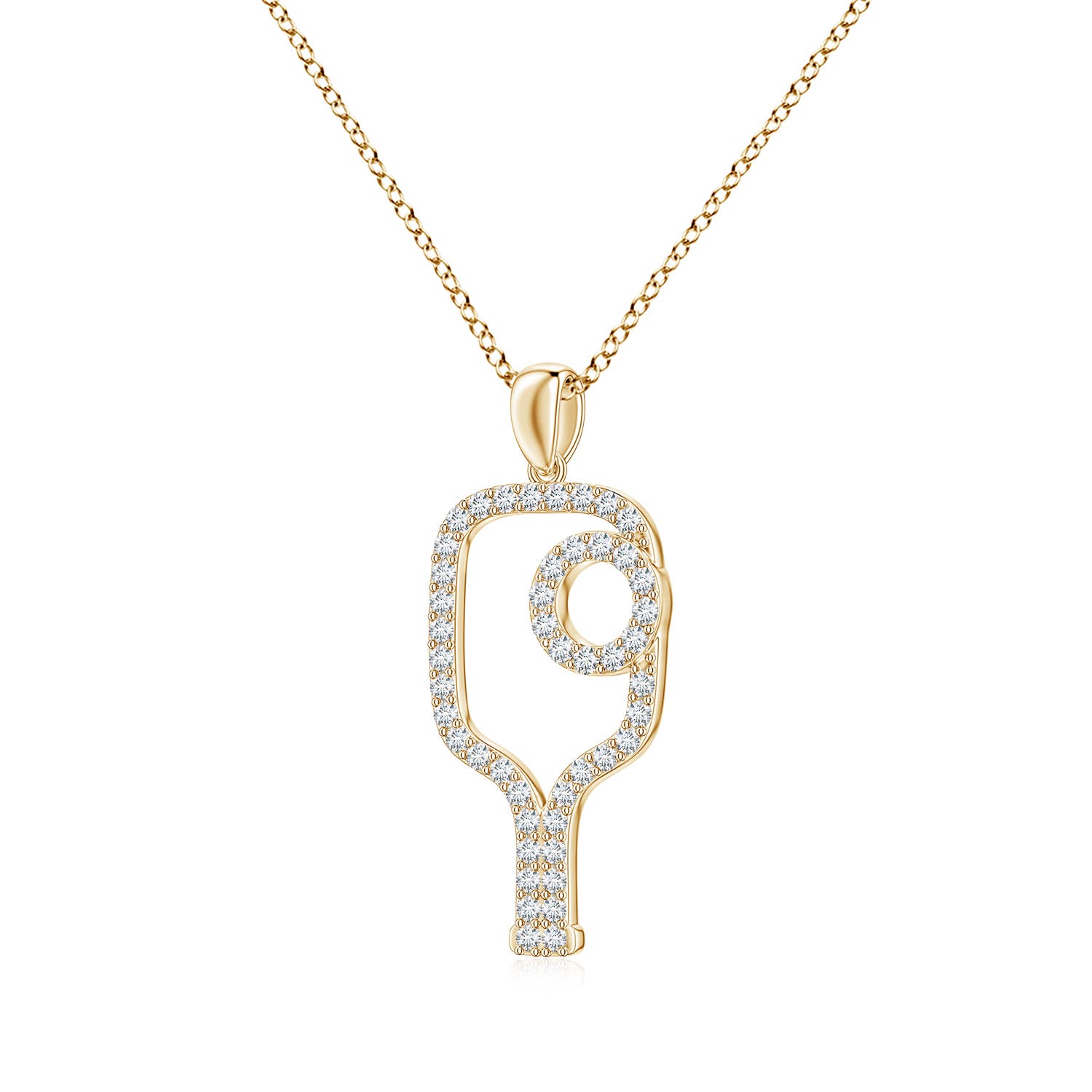 1.2mm FGVS Lab-Grown Diamond Pickleball-Inspired Charm Pendant in 18K Yellow Gold