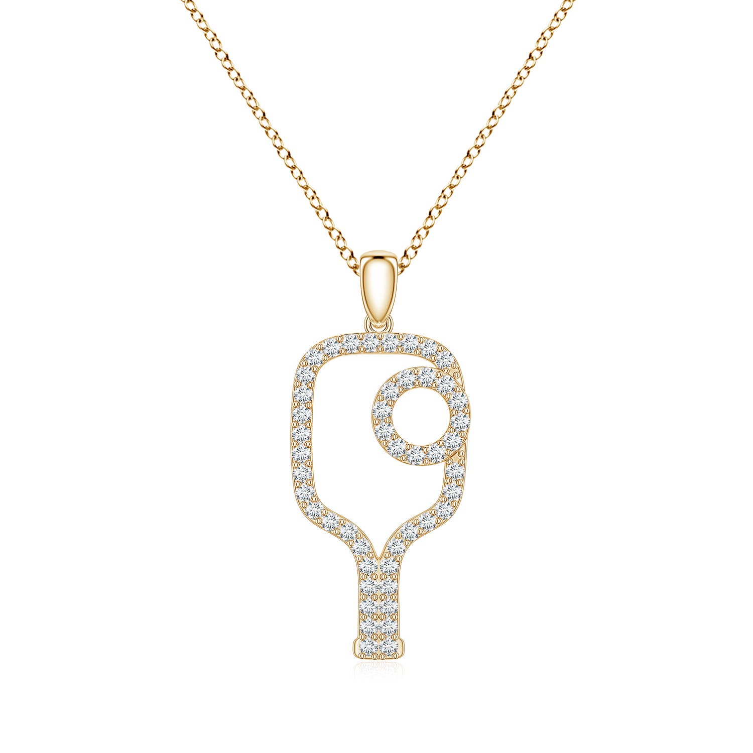 1.2mm FGVS Lab-Grown Diamond Pickleball-Inspired Charm Pendant in Yellow Gold