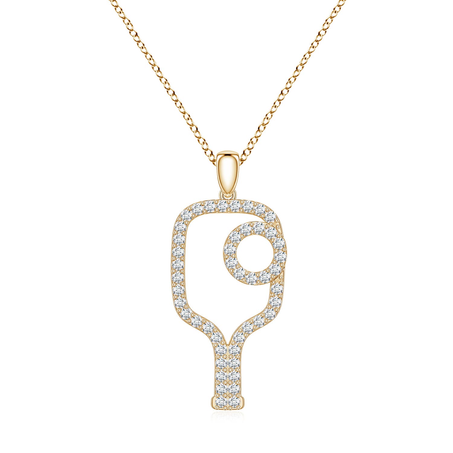 1.4mm FGVS Lab-Grown Diamond Pickleball-Inspired Charm Pendant in Yellow Gold