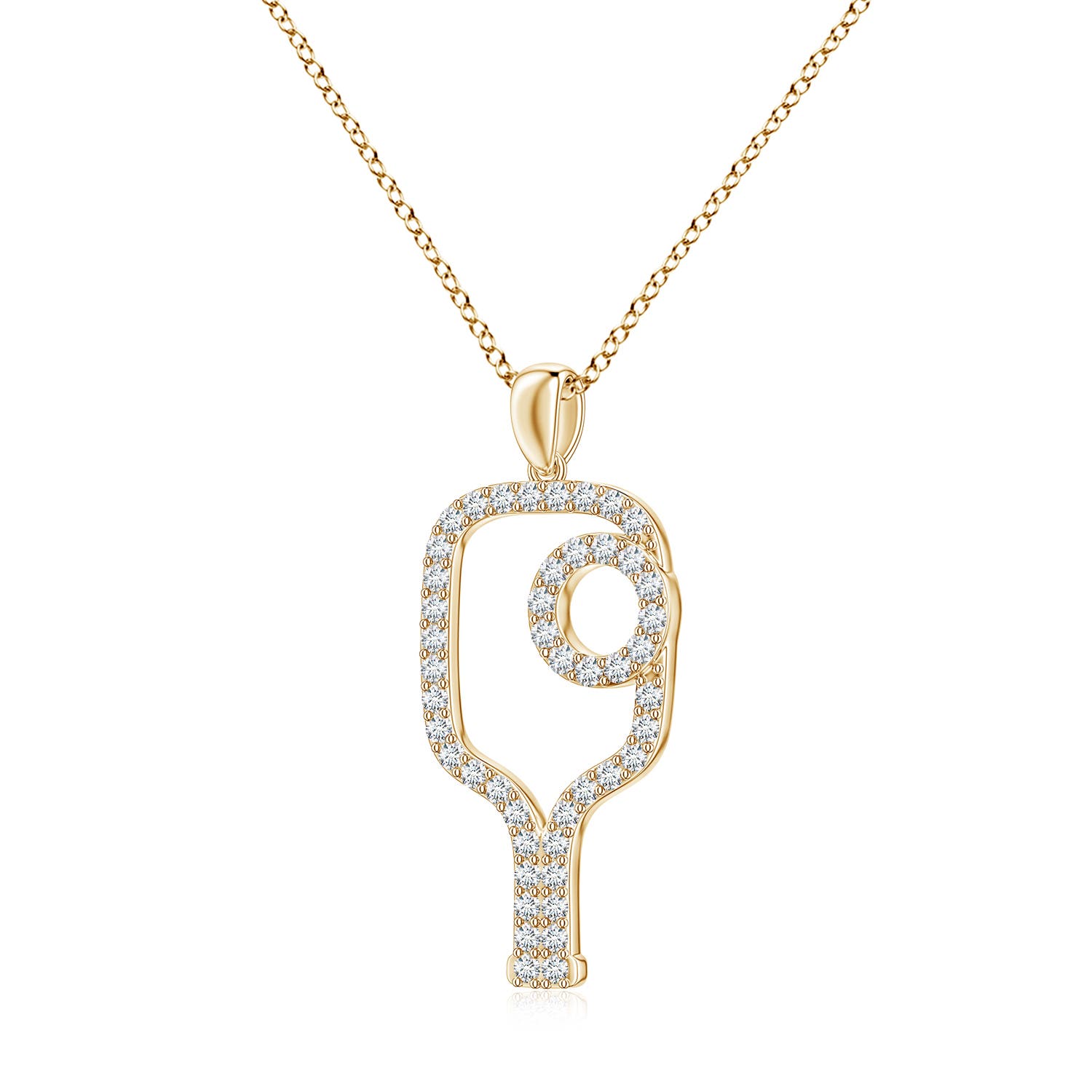 1.4mm FGVS Lab-Grown Diamond Pickleball-Inspired Charm Pendant in Yellow Gold