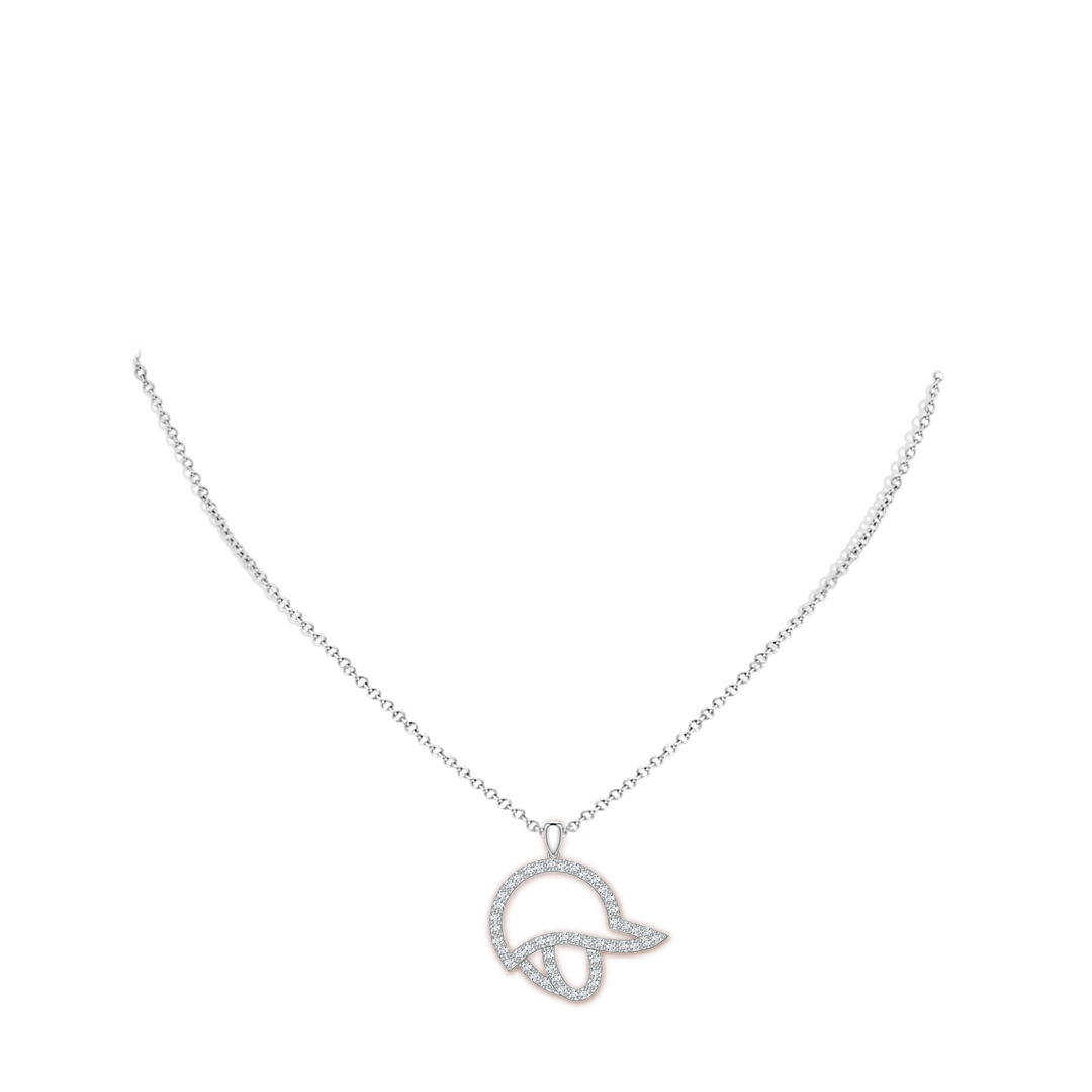 1.5mm FGVS Lab-Grown Diamond Equestrian Riding Helmet-Inspired Charm Pendant in 18K White Gold - body_neck