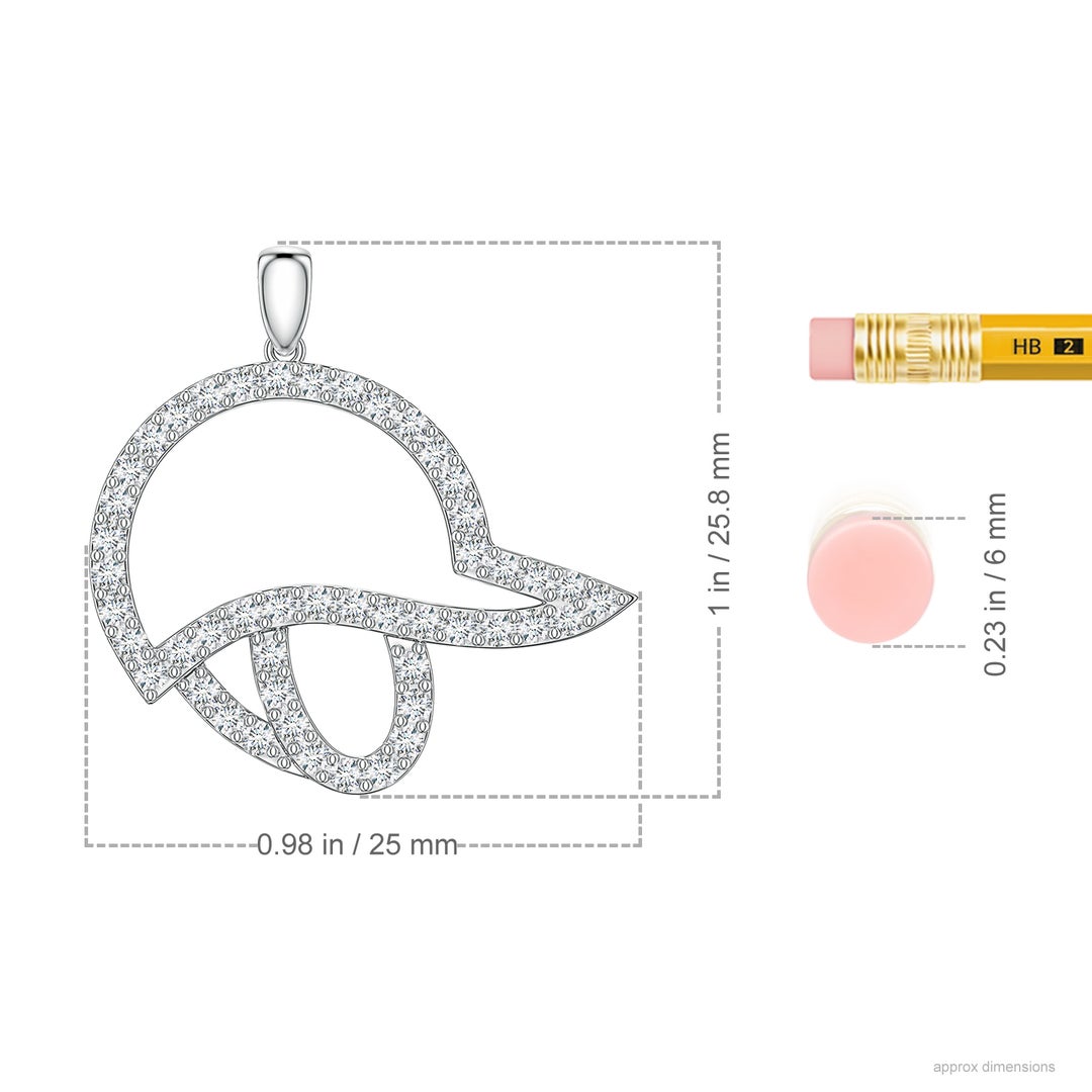 1.5mm FGVS Lab-Grown Diamond Equestrian Riding Helmet-Inspired Charm Pendant in 18K White Gold - ruler
