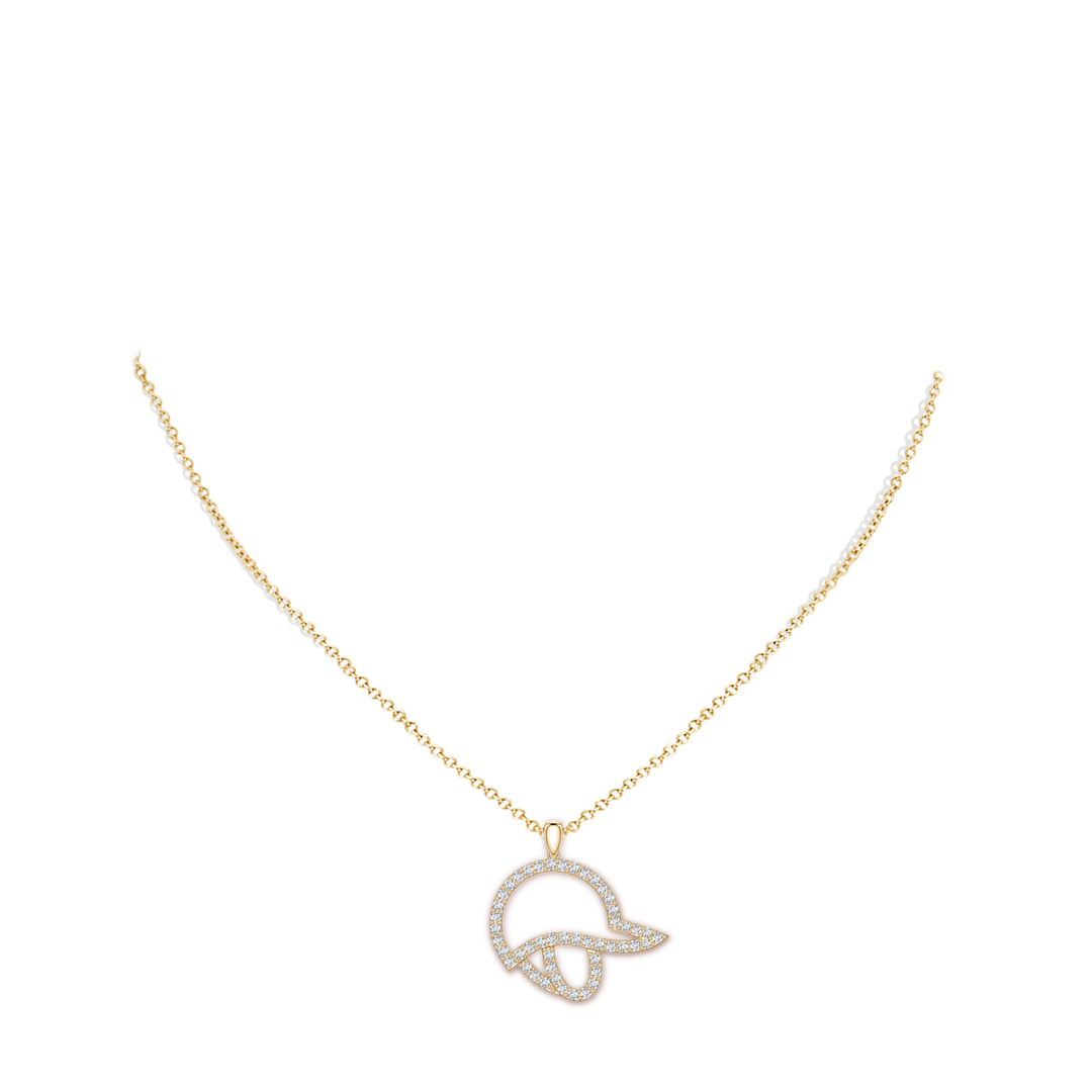 1.5mm FGVS Lab-Grown Diamond Equestrian Riding Helmet-Inspired Charm Pendant in Yellow Gold - body_neck