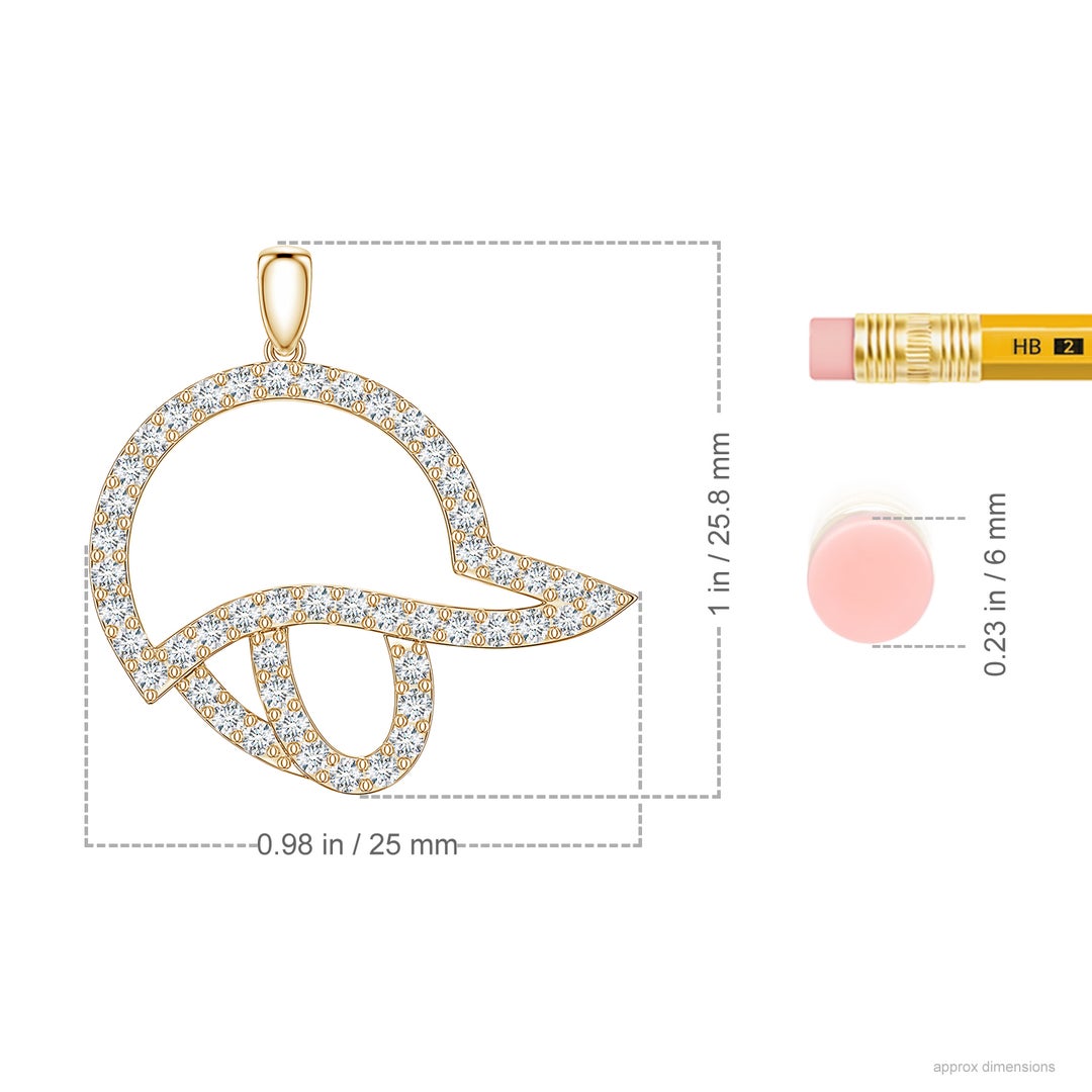 1.5mm FGVS Lab-Grown Diamond Equestrian Riding Helmet-Inspired Charm Pendant in Yellow Gold - ruler