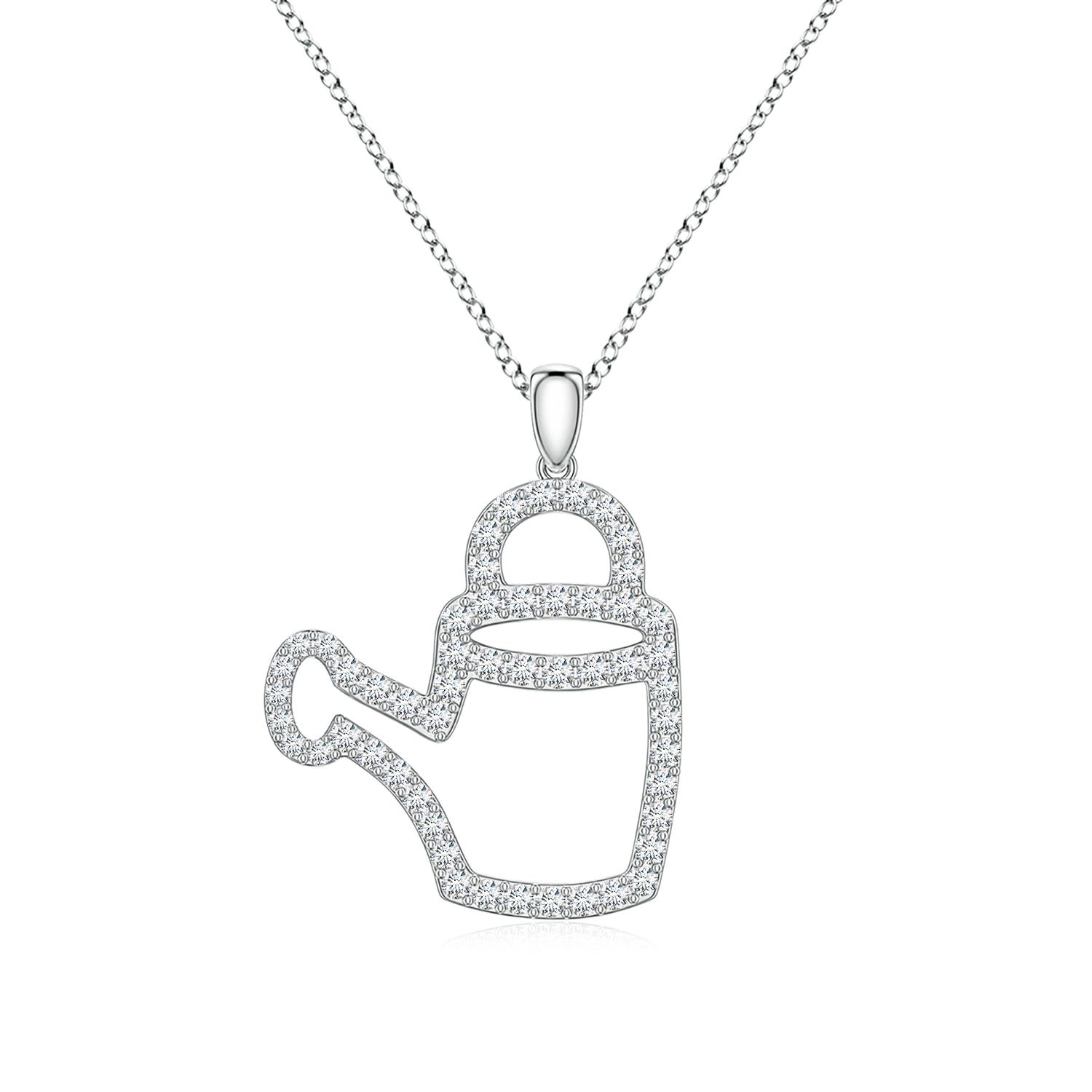 1.5mm FGVS Lab-Grown Diamond Watering Can-Inspired Charm Pendant in 18K White Gold