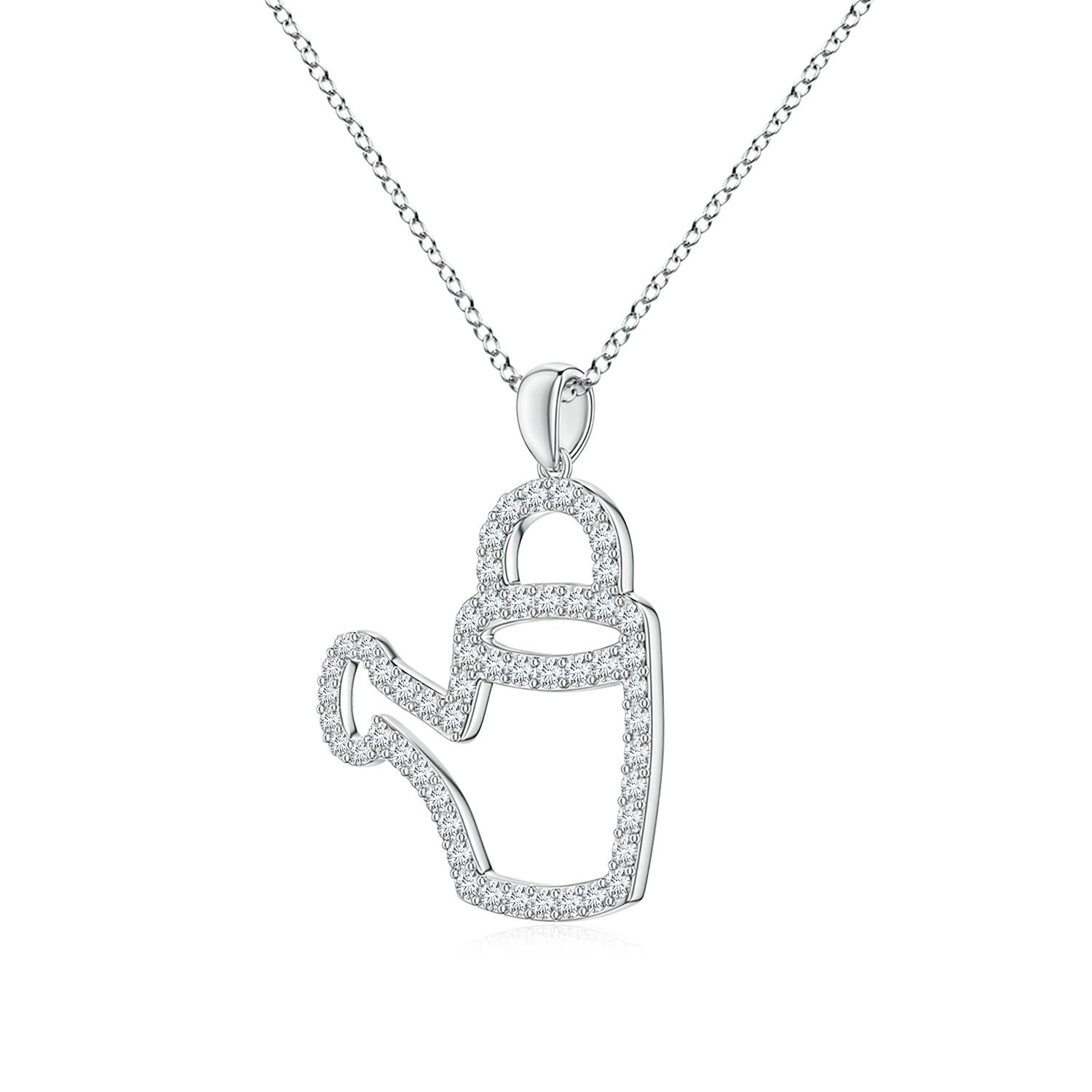 1.5mm FGVS Lab-Grown Diamond Watering Can-Inspired Charm Pendant in 18K White Gold