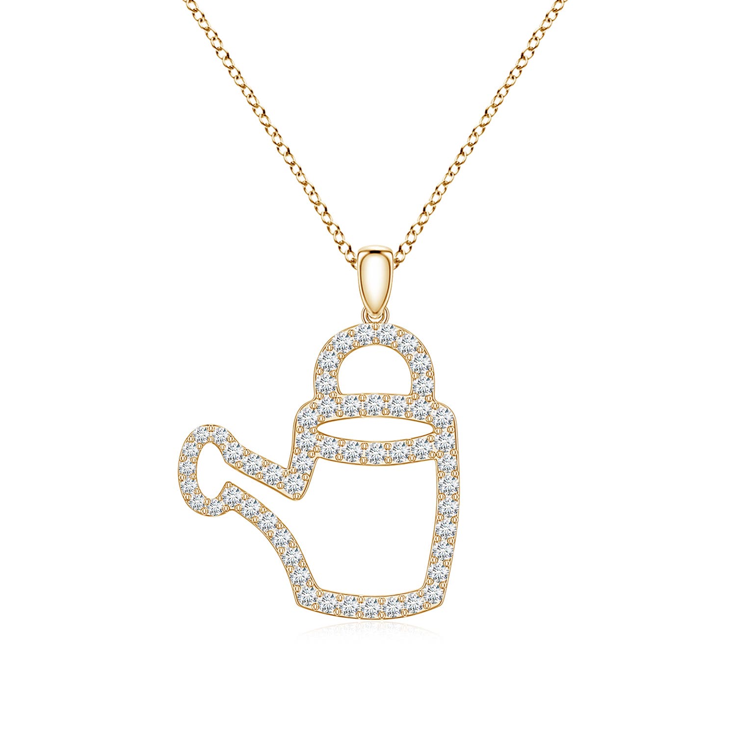1.5mm FGVS Lab-Grown Diamond Watering Can-Inspired Charm Pendant in 18K Yellow Gold