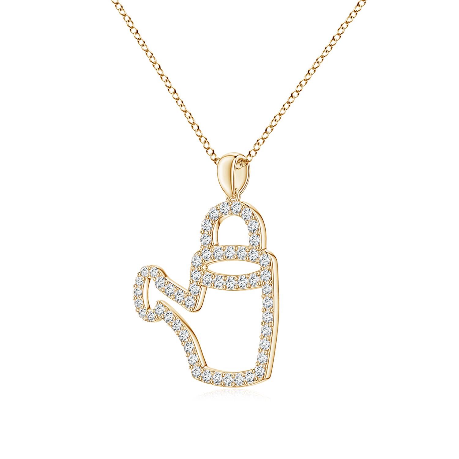 1.5mm FGVS Lab-Grown Diamond Watering Can-Inspired Charm Pendant in Yellow Gold - side 3