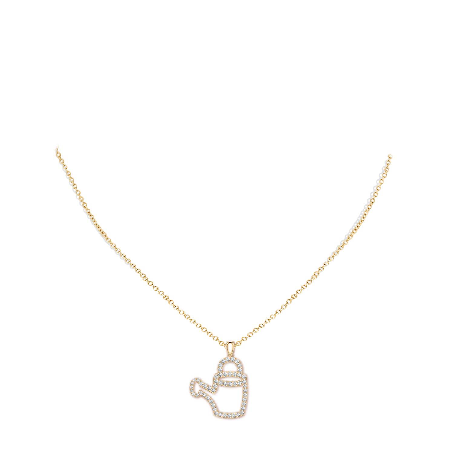 1.5mm FGVS Lab-Grown Diamond Watering Can-Inspired Charm Pendant in Yellow Gold - body_neck