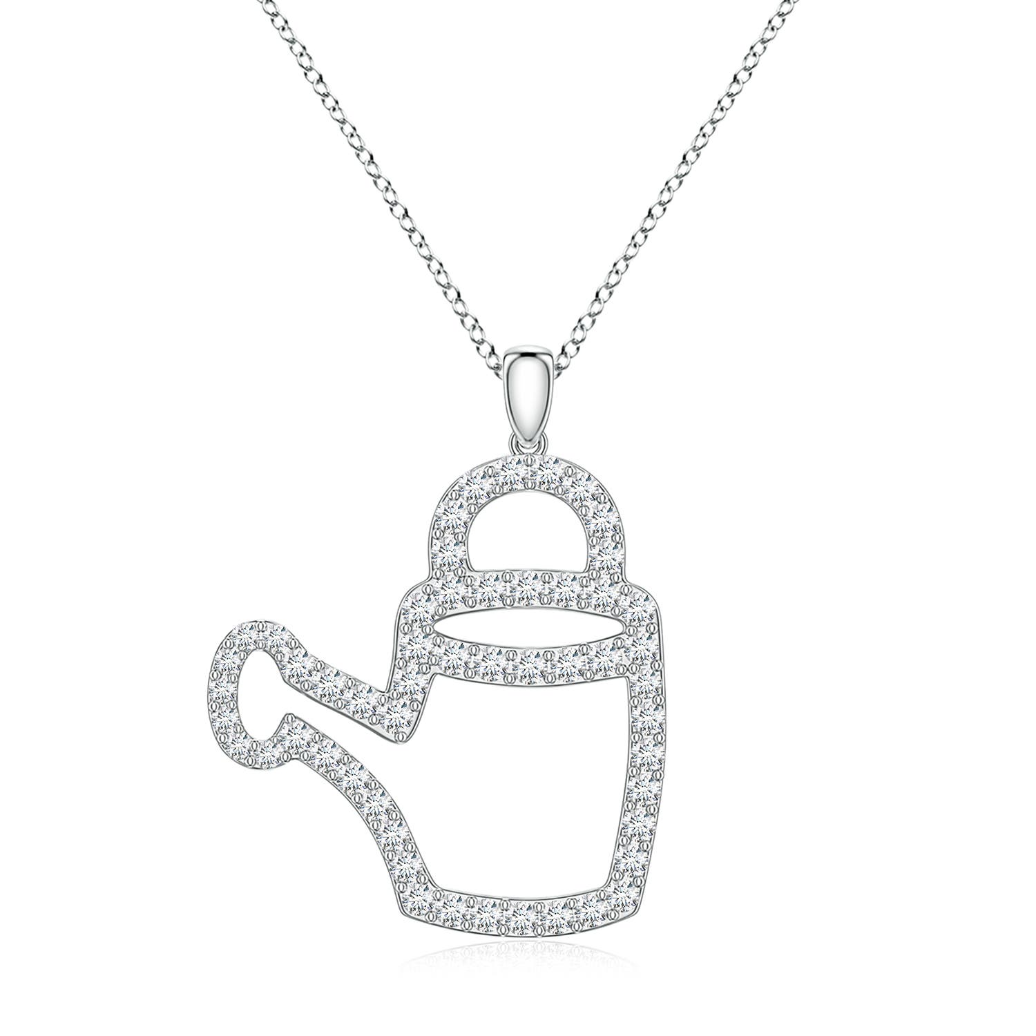 1.7mm FGVS Lab-Grown Diamond Watering Can-Inspired Charm Pendant in White Gold