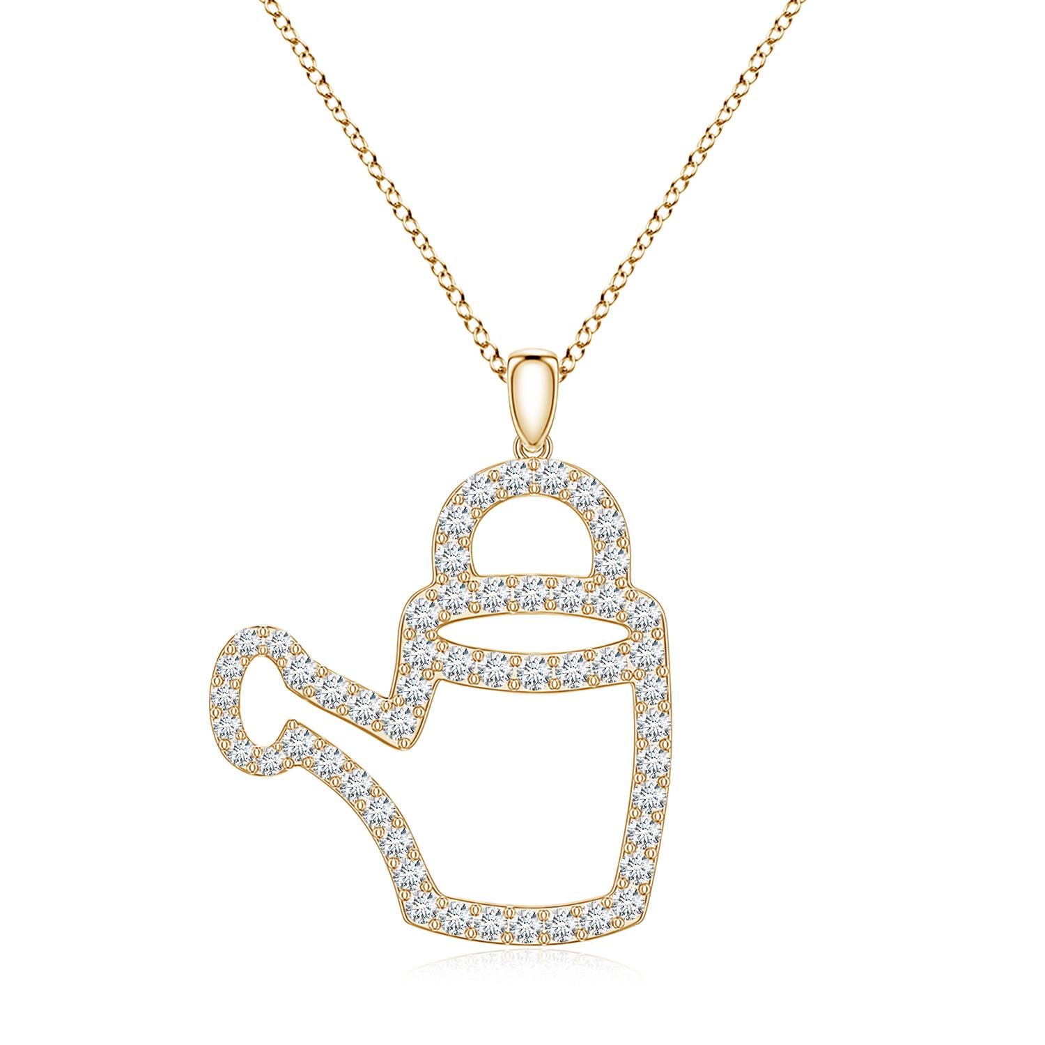 1.7mm FGVS Lab-Grown Diamond Watering Can-Inspired Charm Pendant in Yellow Gold