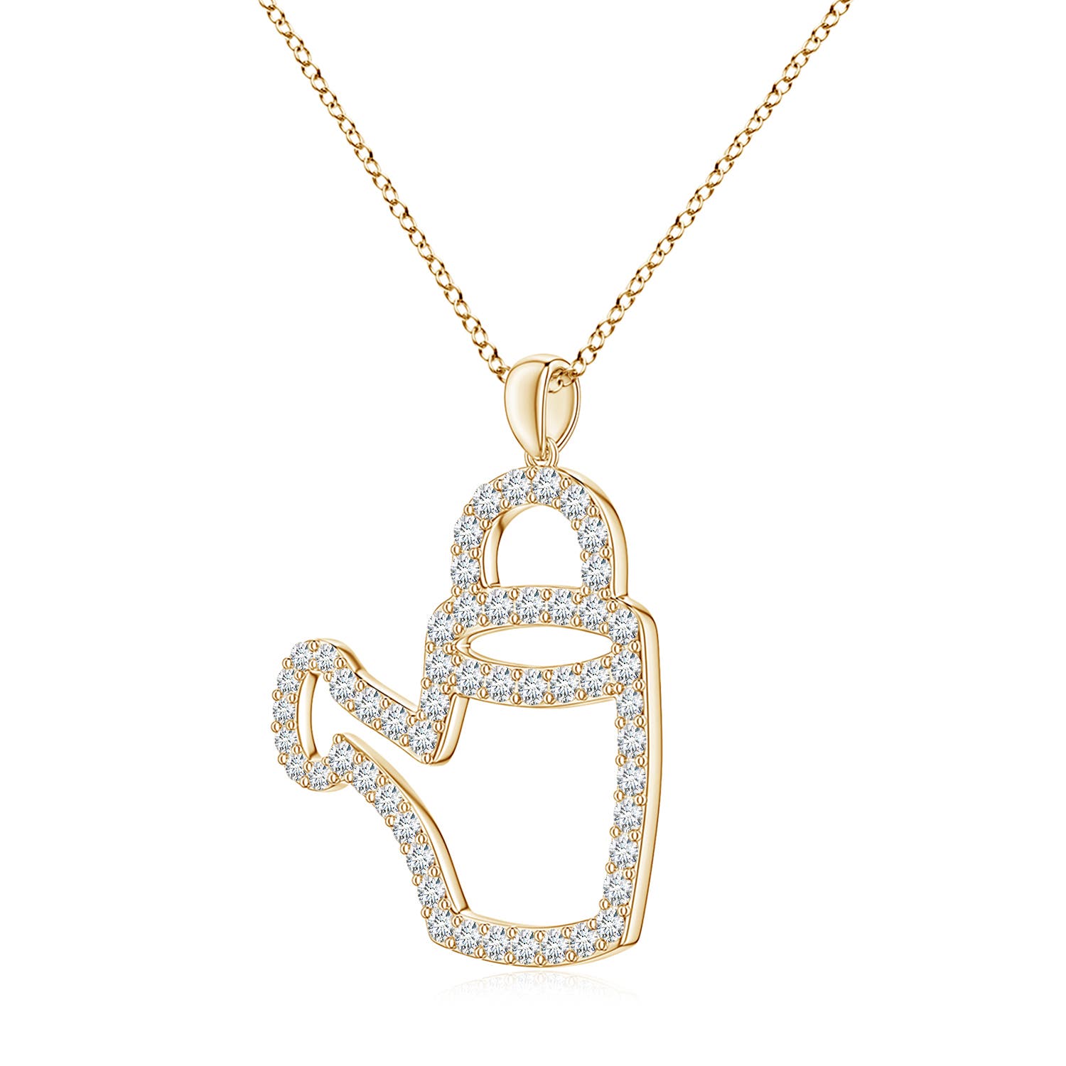 1.7mm FGVS Lab-Grown Diamond Watering Can-Inspired Charm Pendant in Yellow Gold