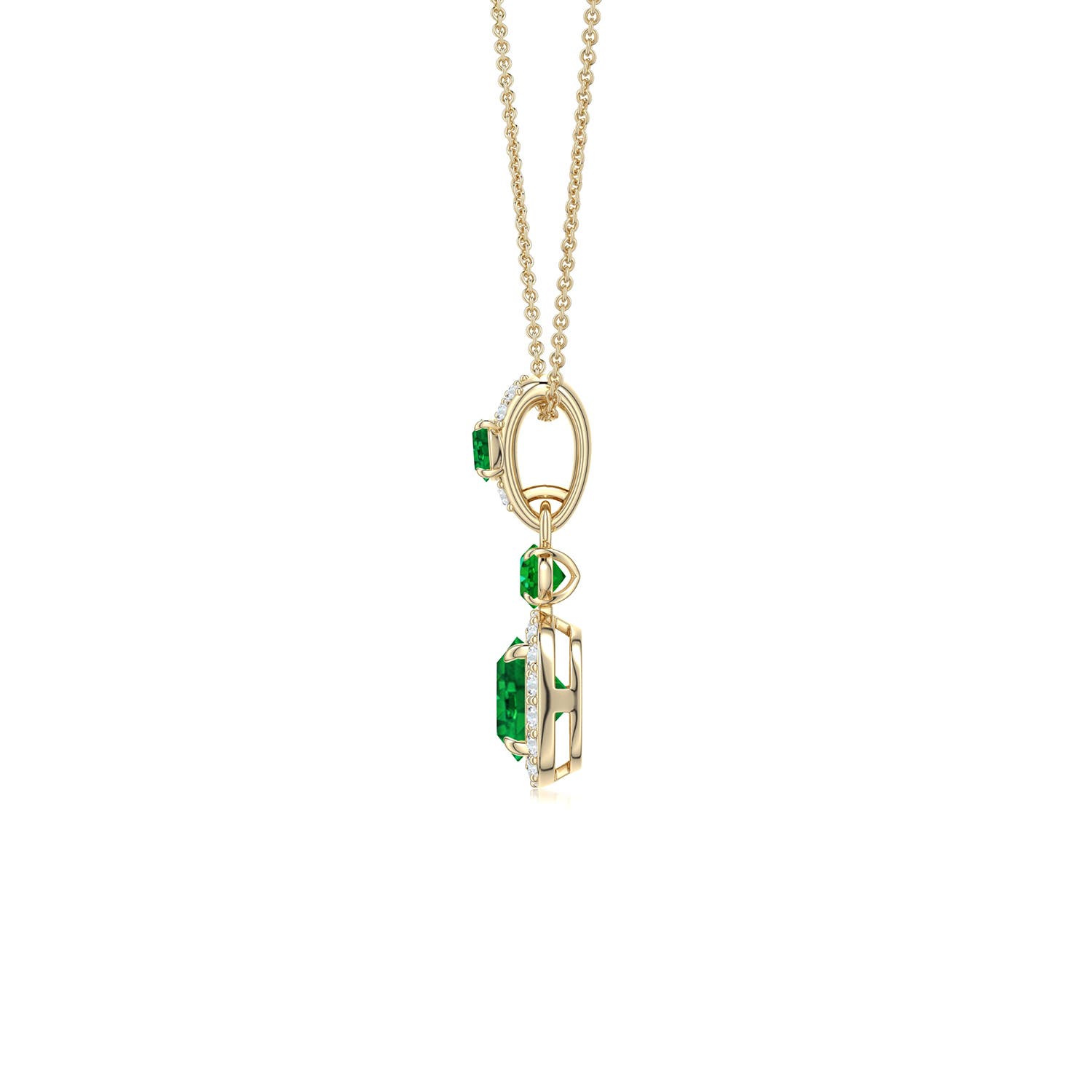 6mm Labgrown Claw Prong Round Lab-Grown Ruby Halo Drop Pendant in Yellow Gold