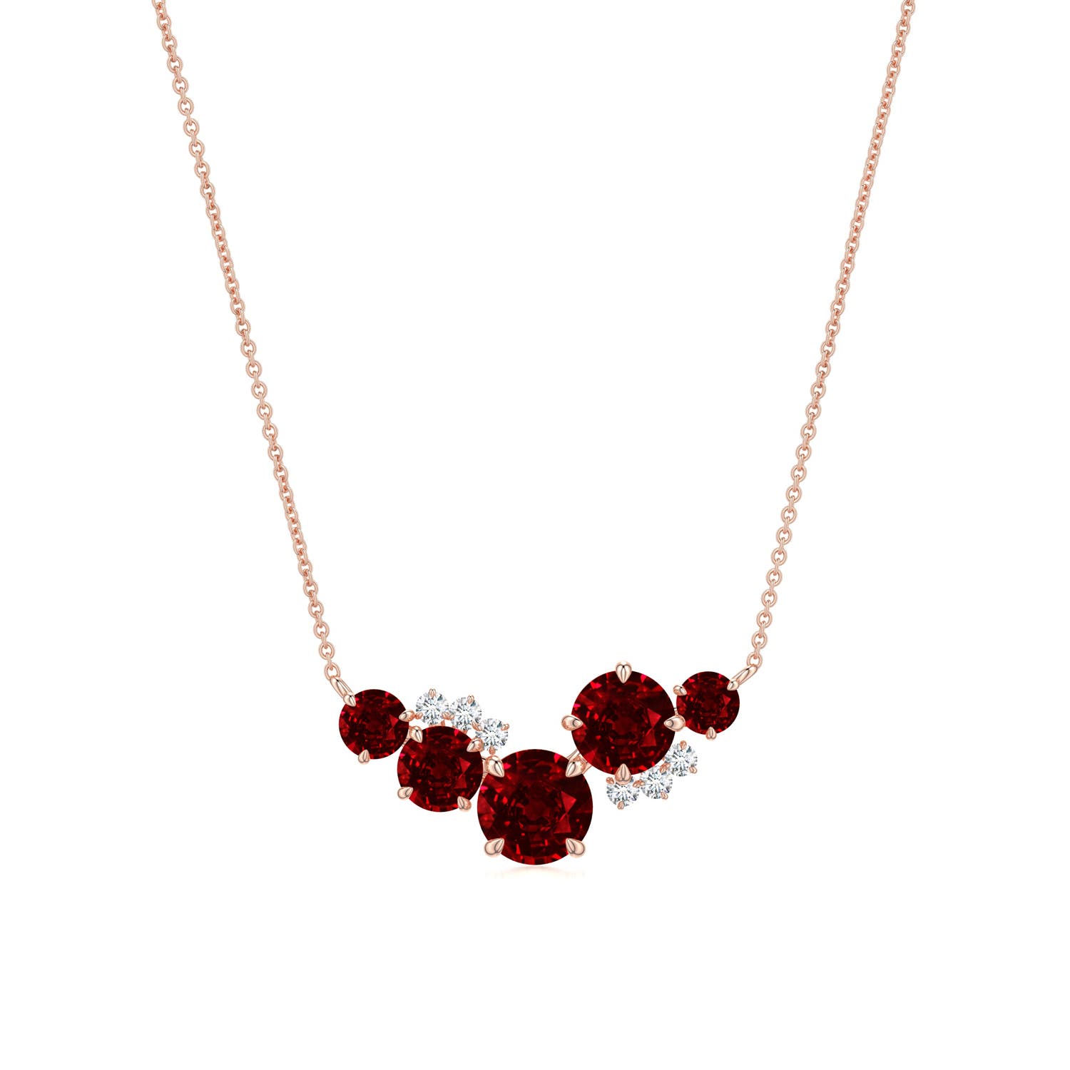 5.5mm Labgrown Multi-Size Round Lab-Grown Ruby Asymmetric Curved Pendant in Rose Gold
