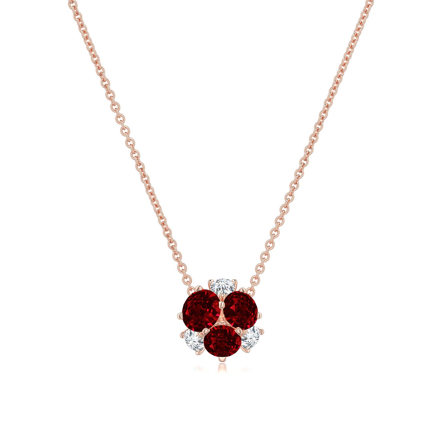 3.5mm Labgrown Multi-Size Round Lab-Grown Ruby Pendant in Rose Gold