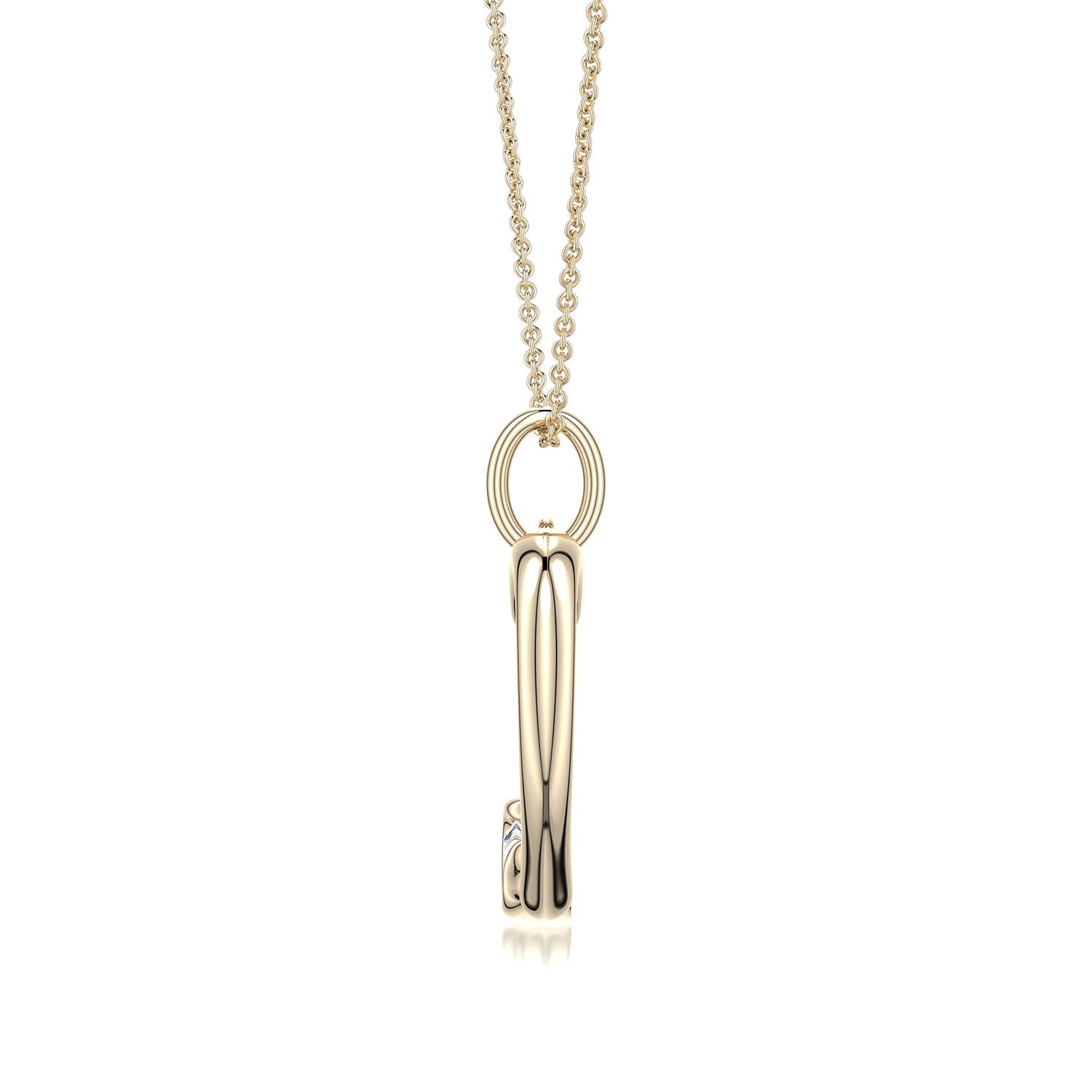 4mm FGVS Offset Lab-Grown Diamond Open Heart Pendant in 18K Yellow Gold