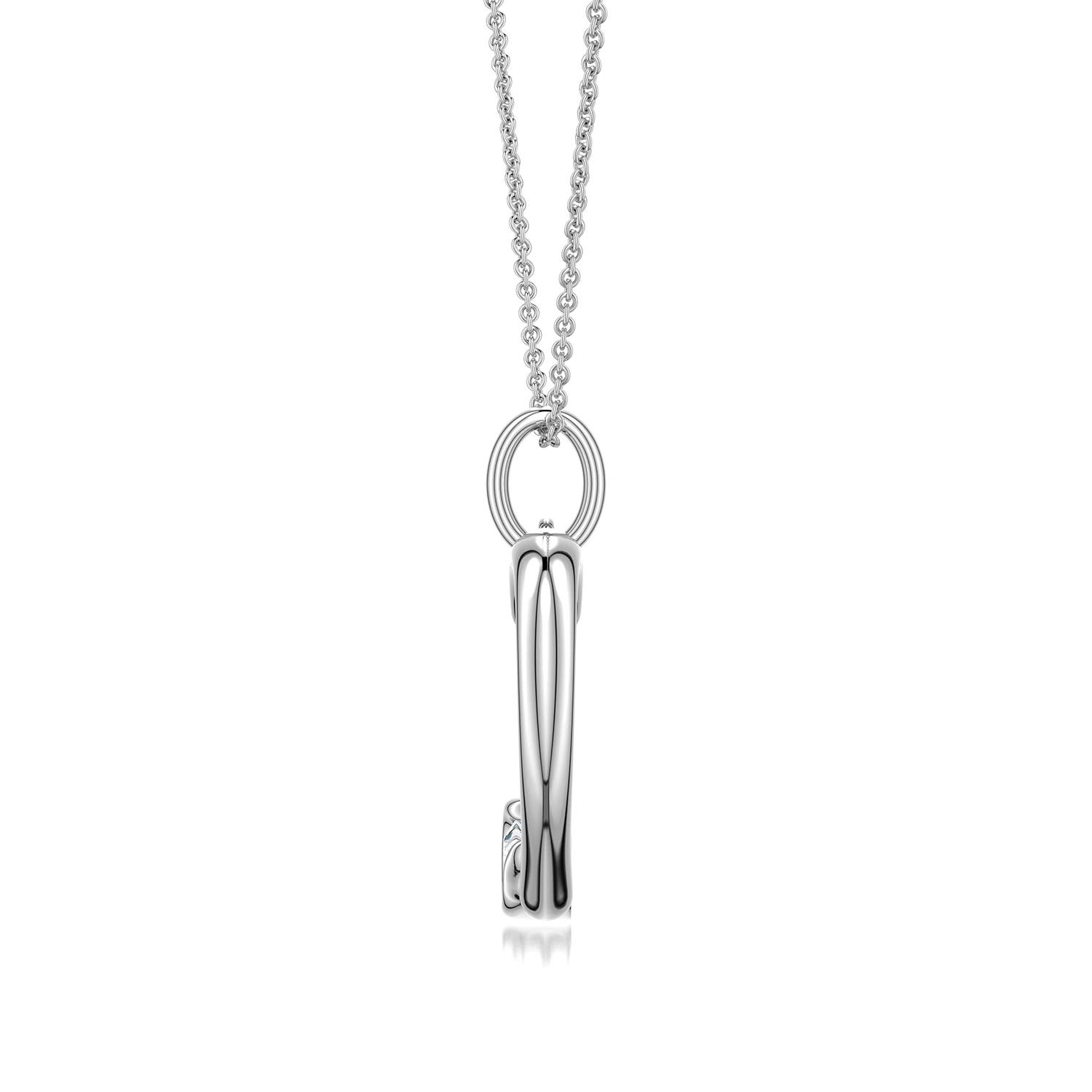 4mm FGVS Offset Lab-Grown Diamond Open Heart Pendant in White Gold - side 3