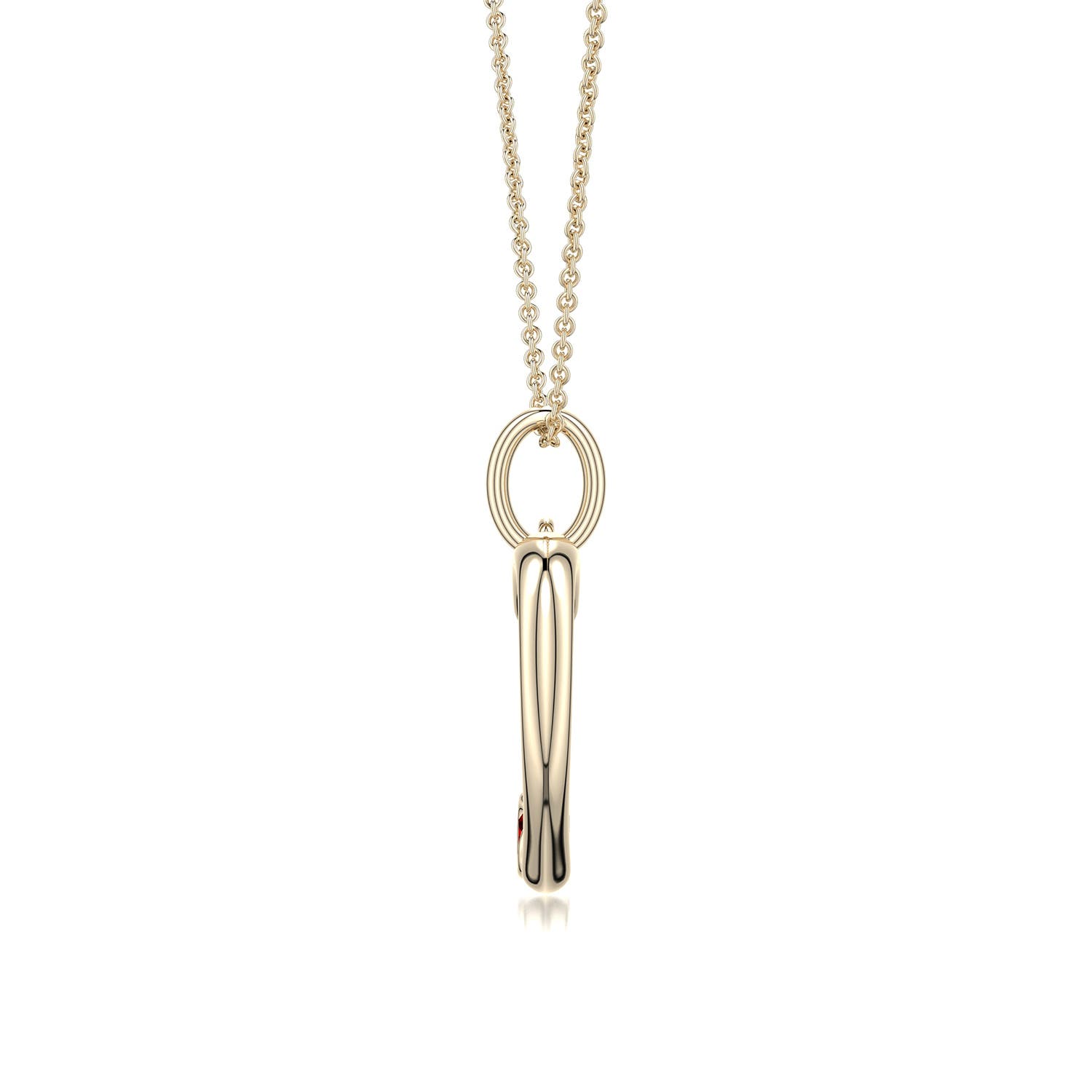 3mm Labgrown Offset Lab-Grown Ruby Open Heart Pendant in 18K Yellow Gold