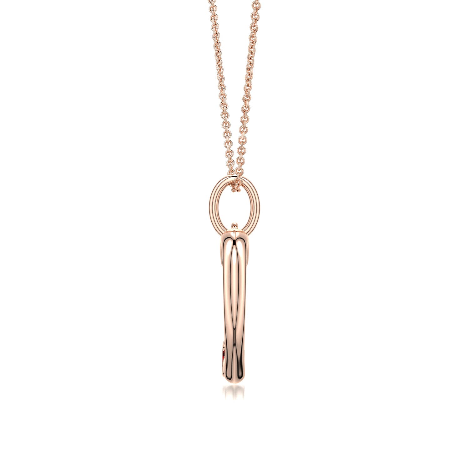 3mm Labgrown Offset Lab-Grown Ruby Open Heart Pendant in Rose Gold