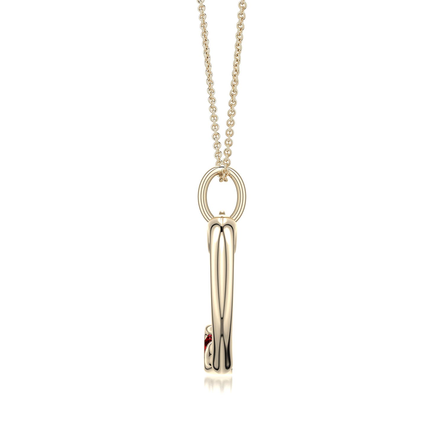 4mm Labgrown Offset Lab-Grown Ruby Open Heart Pendant in Yellow Gold
