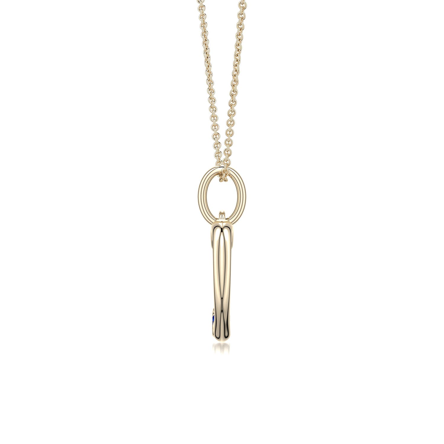 2.5mm Labgrown Offset Lab-Grown Blue Sapphire Open Heart Pendant in 18K Yellow Gold