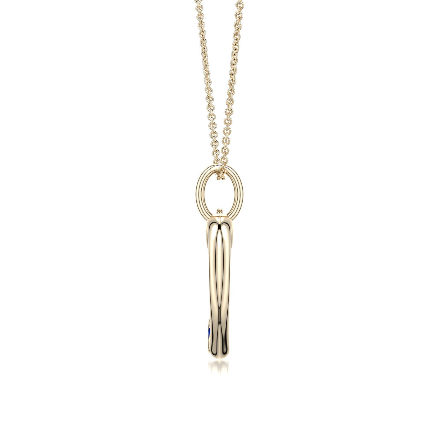 3mm Labgrown Offset Lab-Grown Blue Sapphire Open Heart Pendant in 18K Yellow Gold