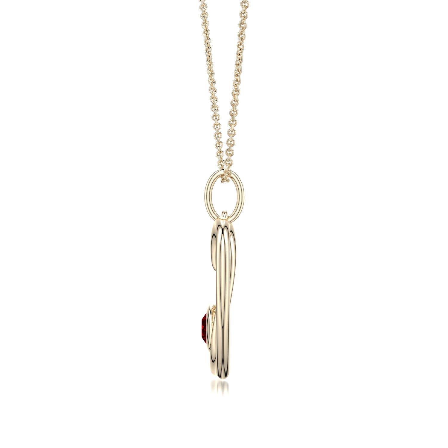 4mm Labgrown Lab-Grown Ruby Asymmetrical Open Heart Pendant in 18K Yellow Gold
