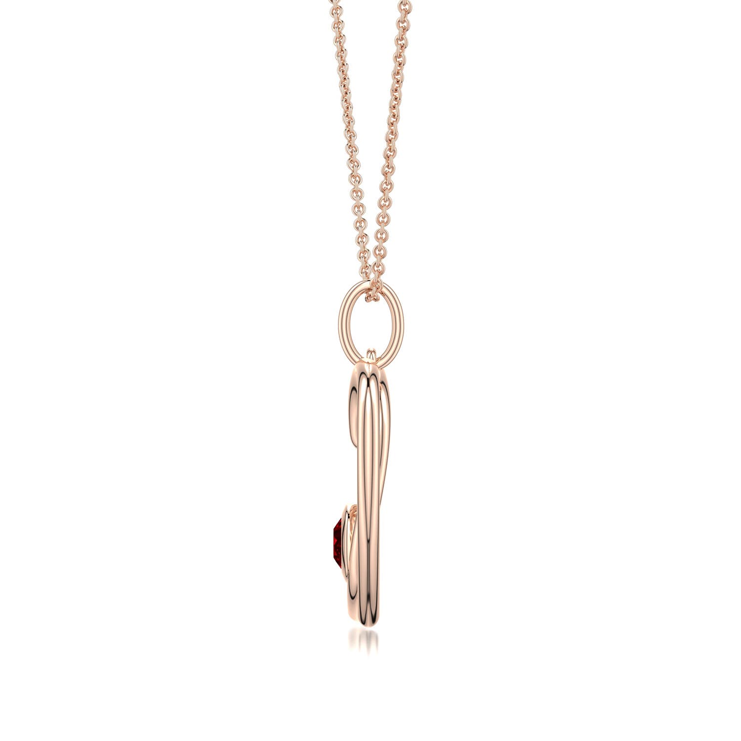 4mm Labgrown Lab-Grown Ruby Asymmetrical Open Heart Pendant in Rose Gold - side 3