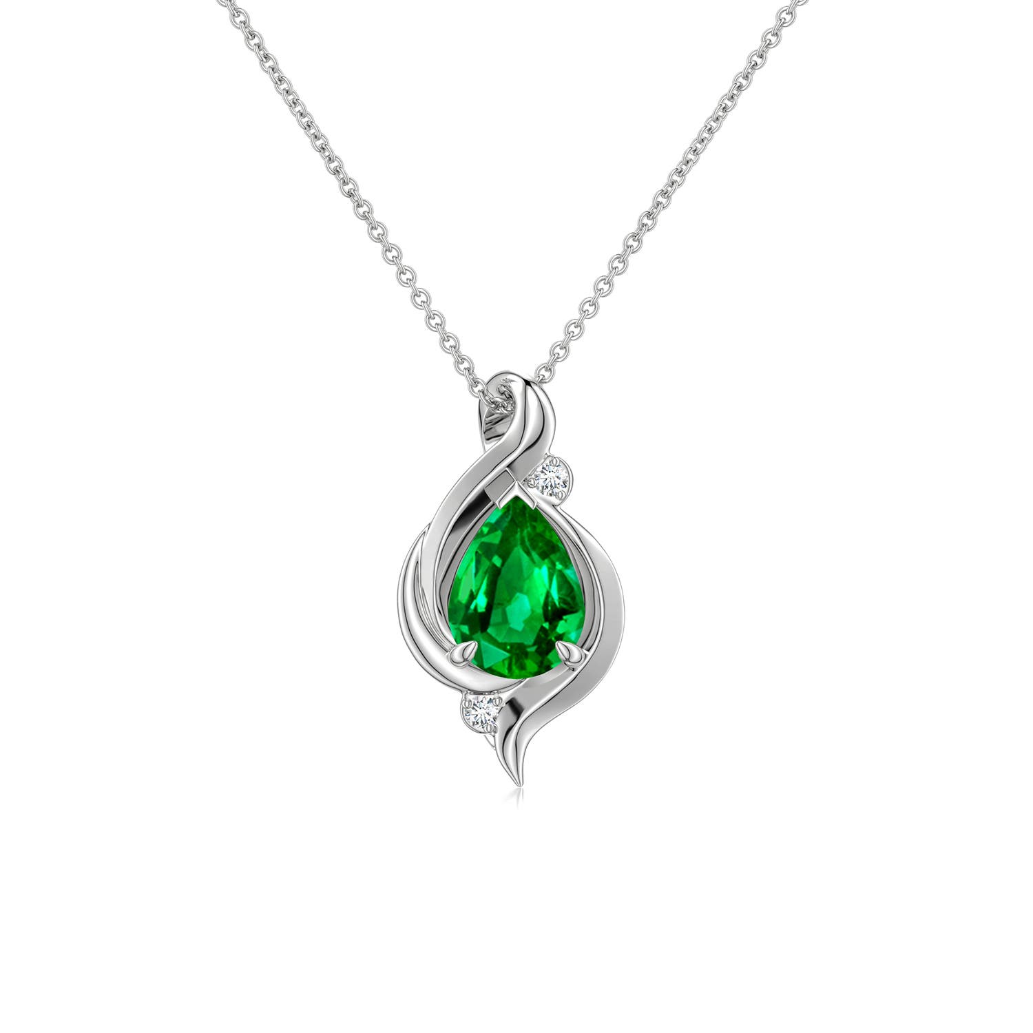 7x5mm Labgrown Shell Style Pear Lab-Grown Emerald Infinity Pendant in P950 Platinum