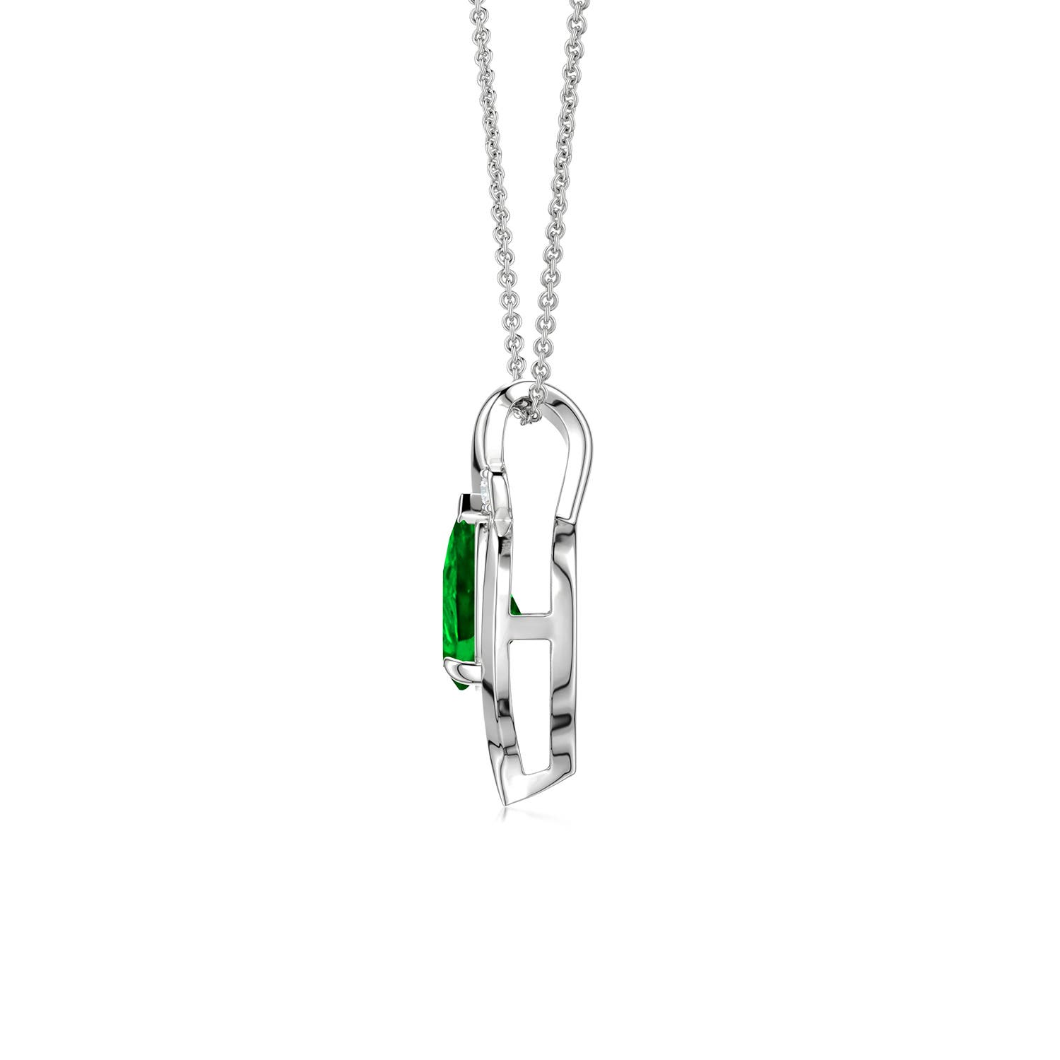 7x5mm Labgrown Shell Style Pear Lab-Grown Emerald Infinity Pendant in P950 Platinum