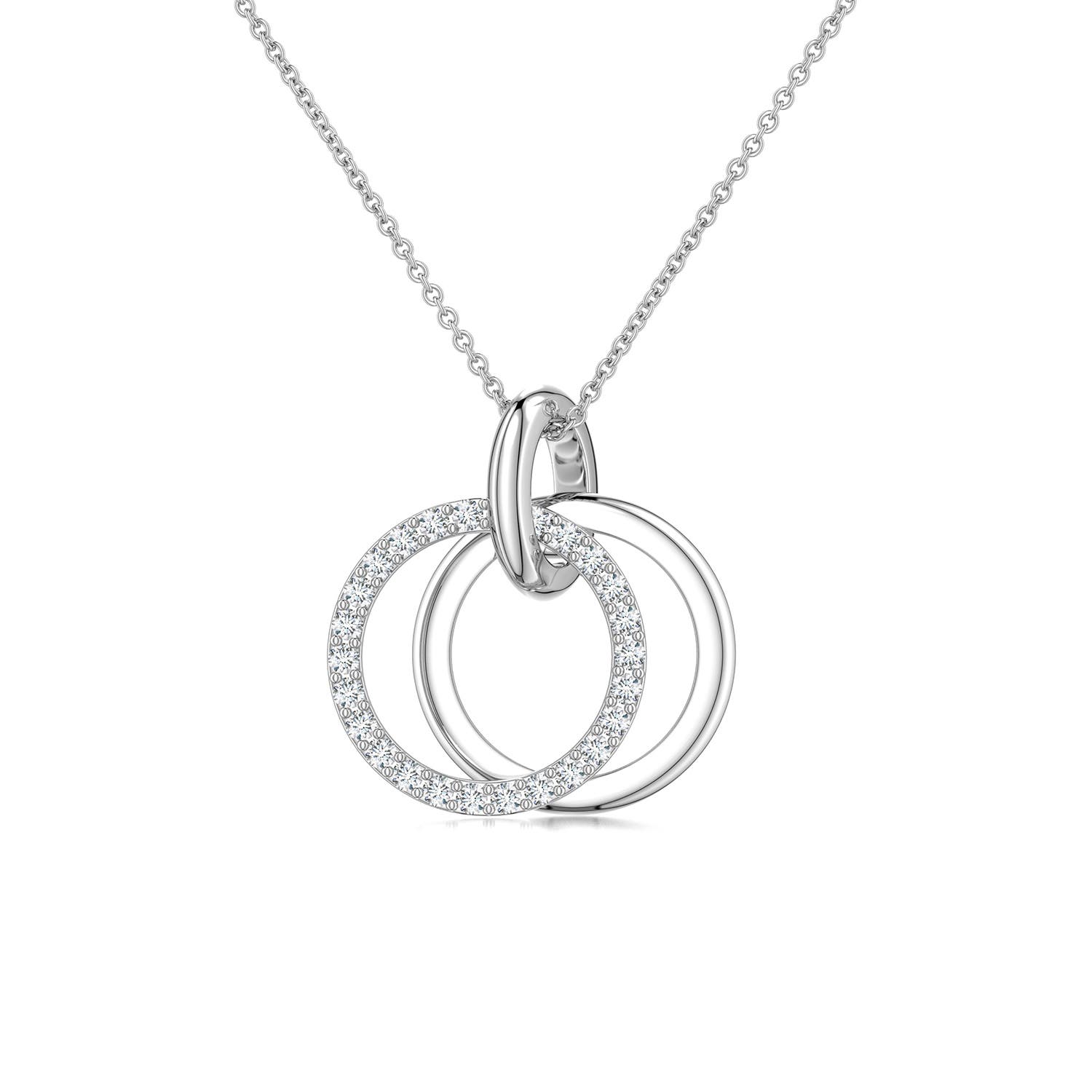 1.1mm FGVS Interlocking Lab-Grown Diamond Open Circle Pendant in 18K White Gold