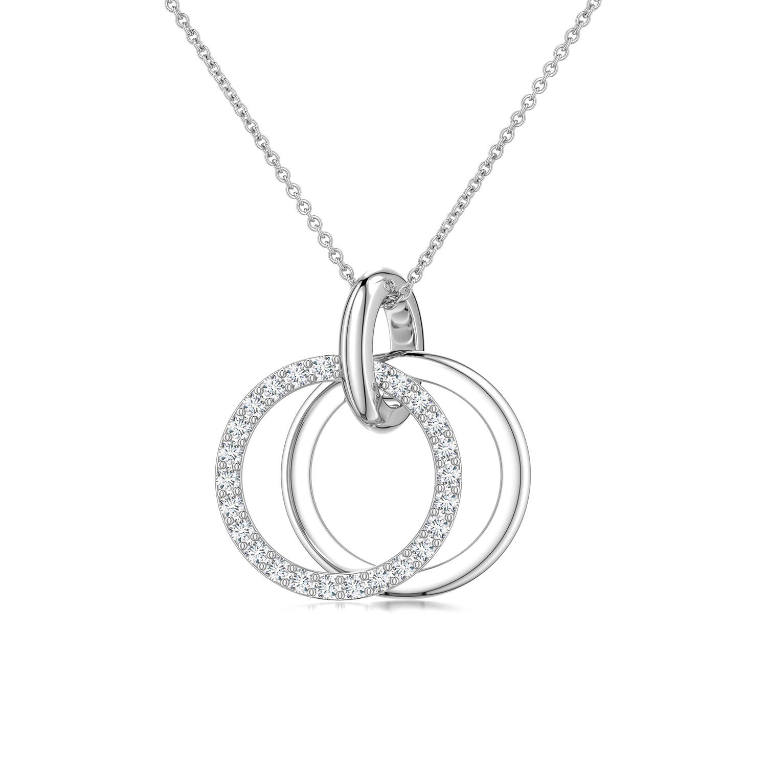 1.2mm FGVS Interlocking Lab-Grown Diamond Open Circle Pendant in 18K White Gold