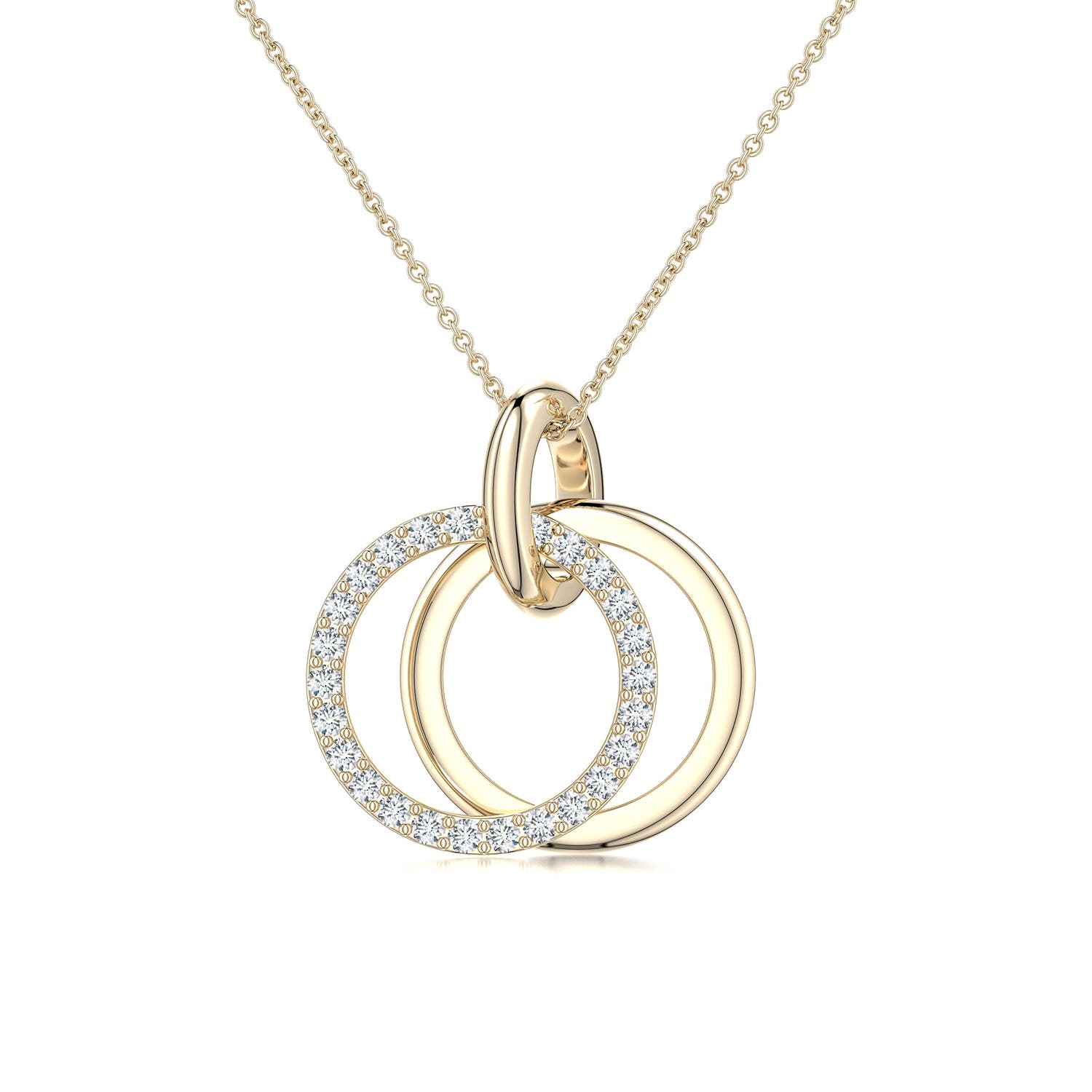 1.2mm FGVS Interlocking Lab-Grown Diamond Open Circle Pendant in Yellow Gold