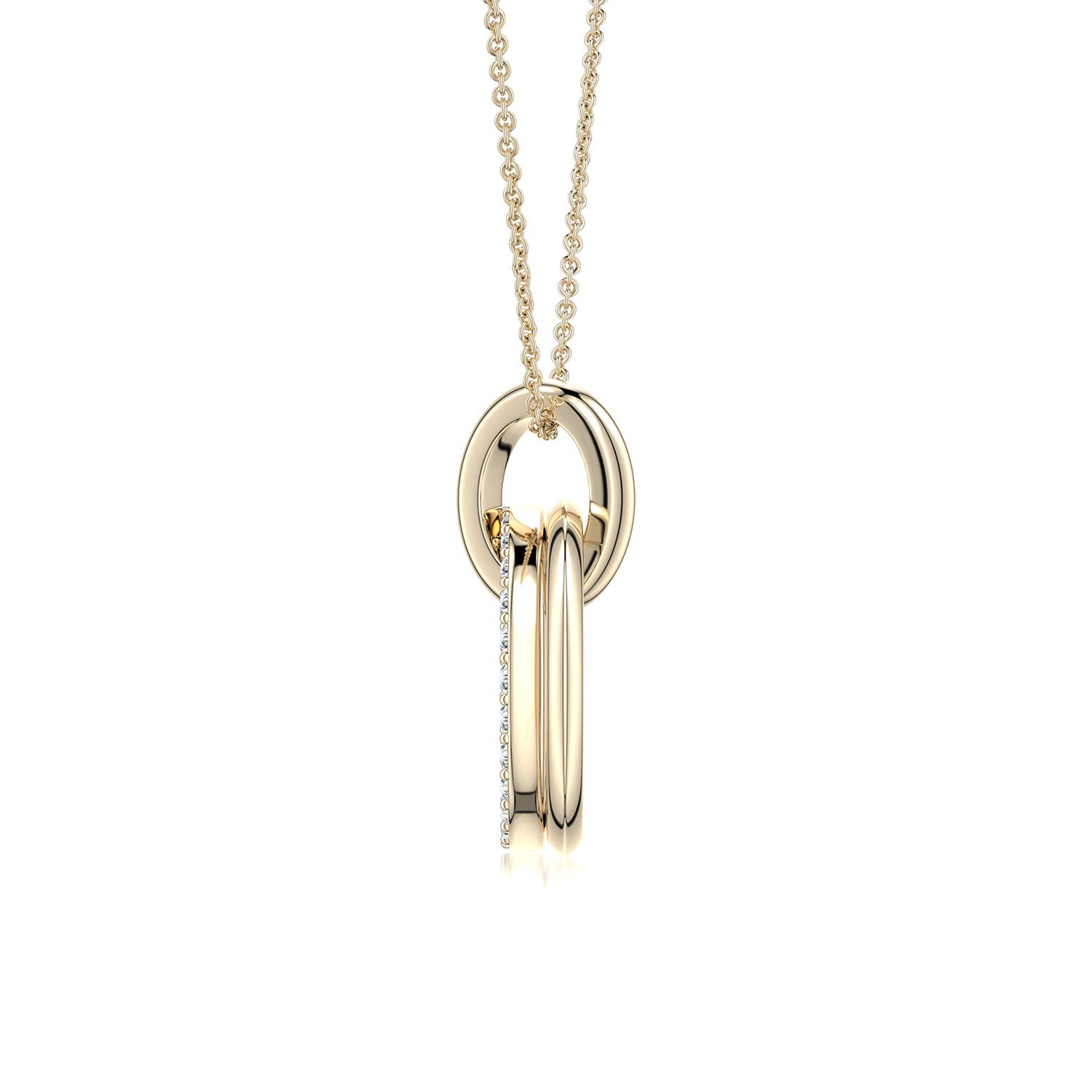1.2mm FGVS Interlocking Lab-Grown Diamond Open Circle Pendant in Yellow Gold - side 3