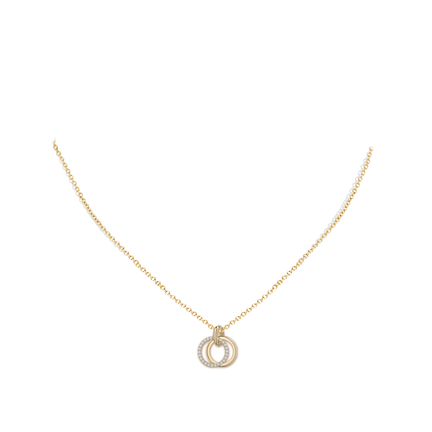 1.2mm FGVS Interlocking Lab-Grown Diamond Open Circle Pendant in Yellow Gold - body_neck