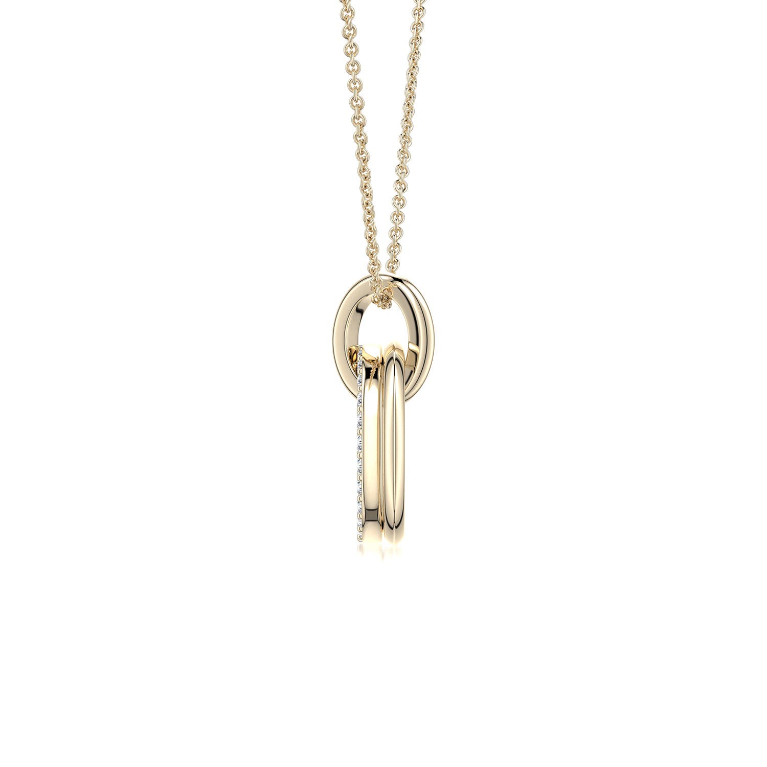 1mm FGVS Interlocking Lab-Grown Diamond Open Circle Pendant in 18K Yellow Gold