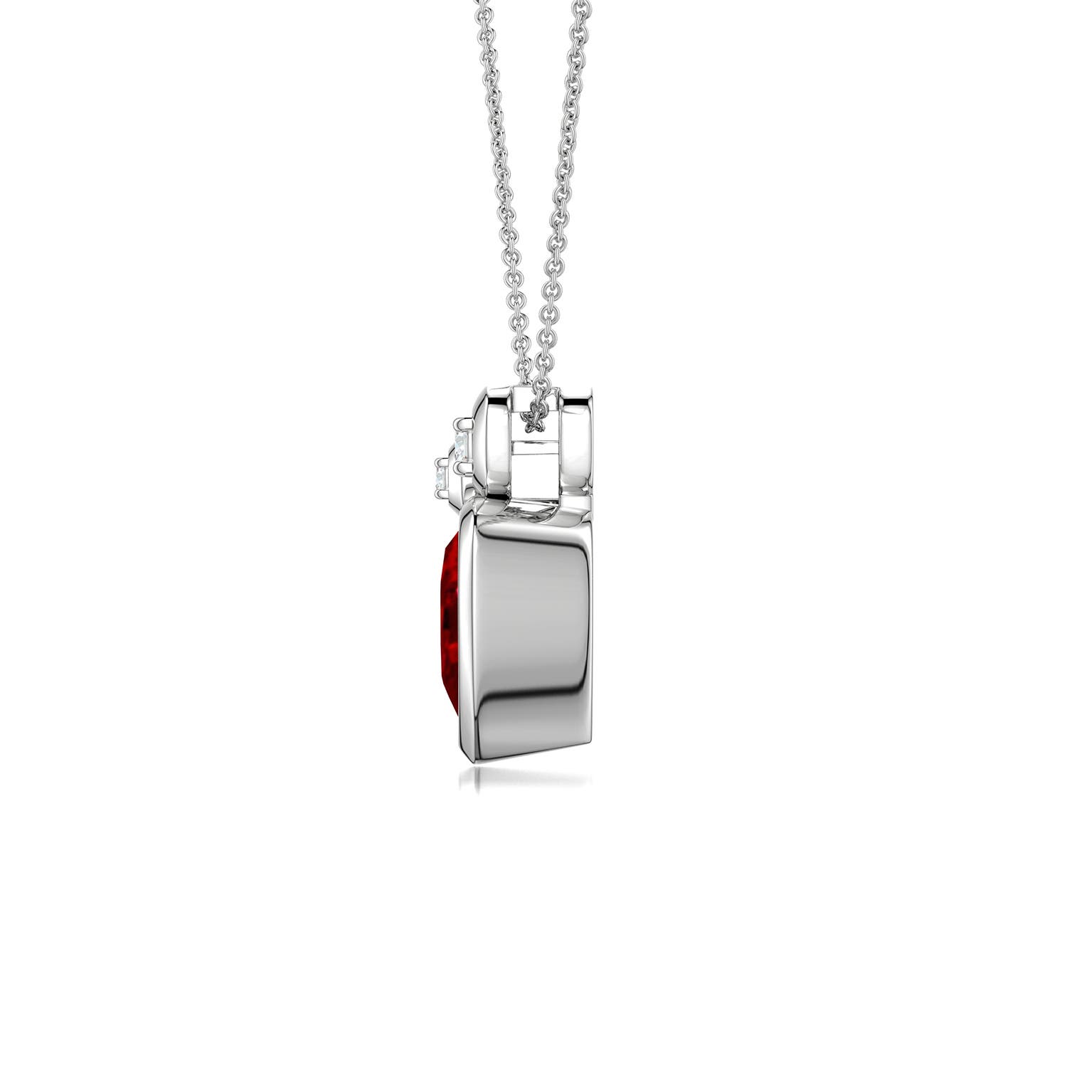7mm Labgrown Bezel-Set Heart-Shaped Lab-Grown Ruby Pendant in White Gold