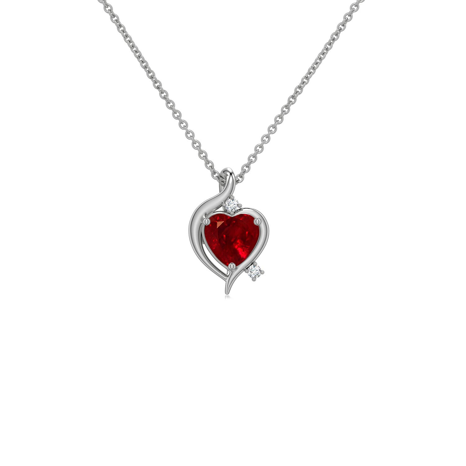 4mm Labgrown Shell Style Heart Lab-Grown Ruby Infinity Pendant in 18CT White Gold