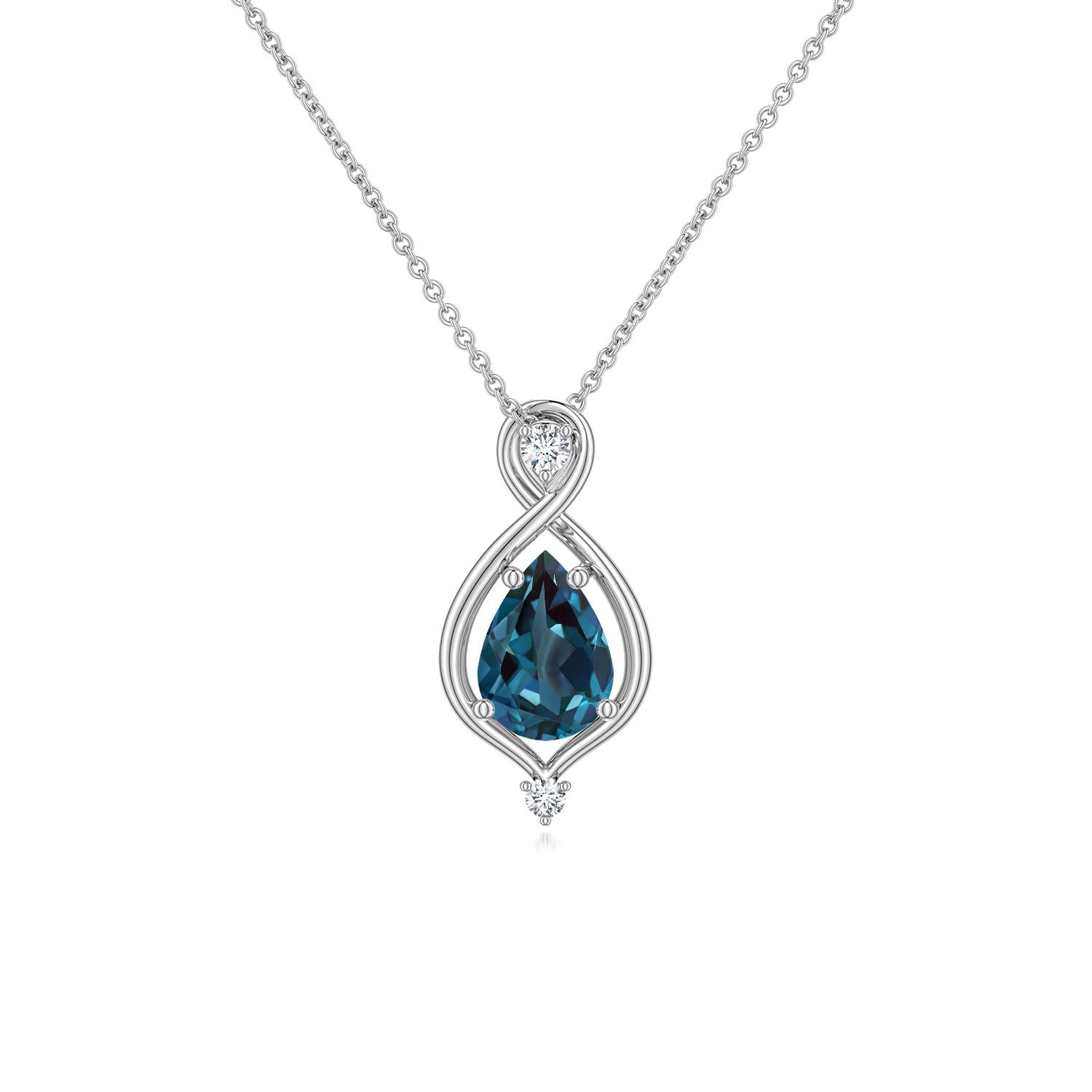 7x5mm Labgrown Pear Lab-Grown Alexandrite Infinity Twist Pendant in White Gold - main