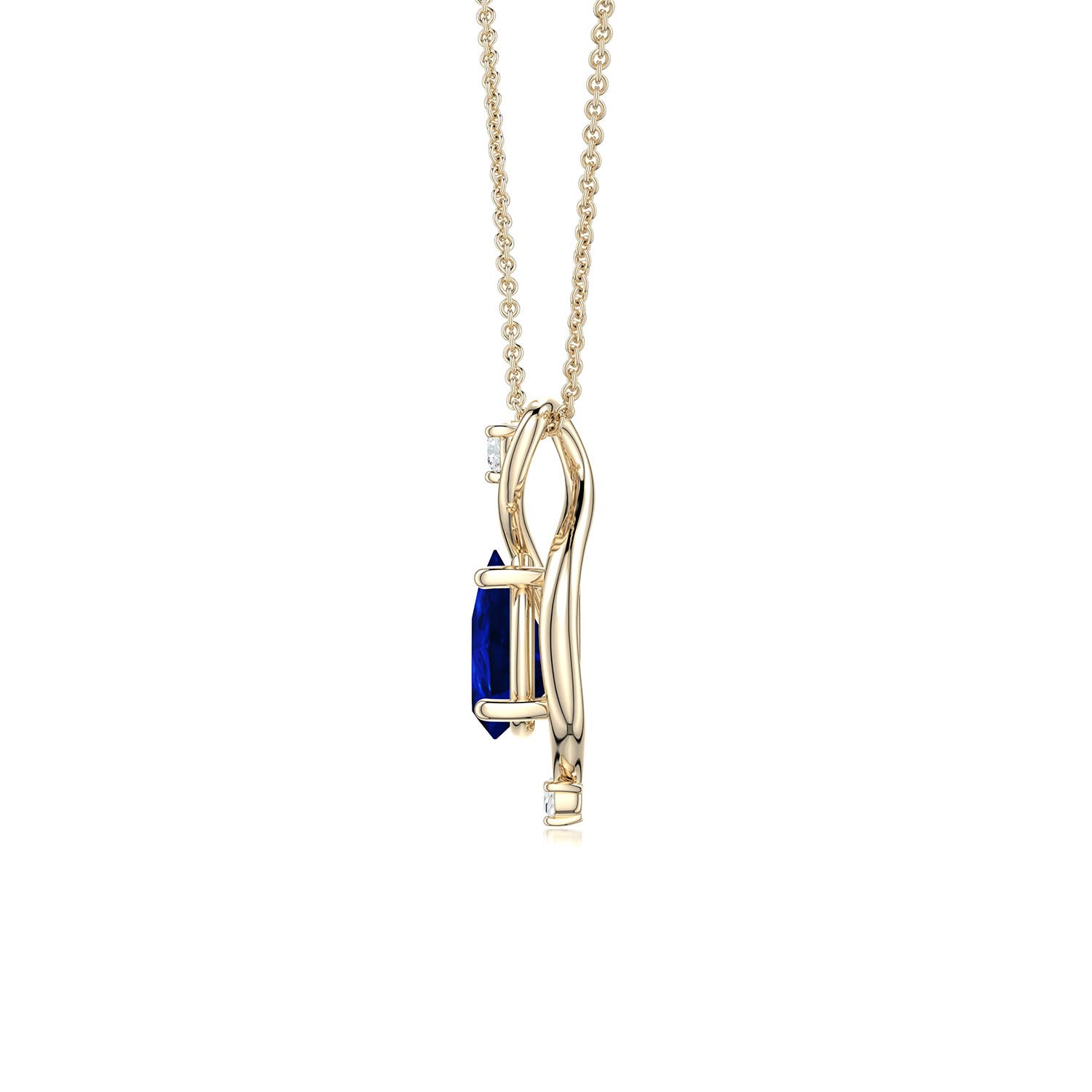 7x5mm Labgrown Pear Lab-Grown Blue Sapphire Infinity Twist Pendant in 18K Yellow Gold