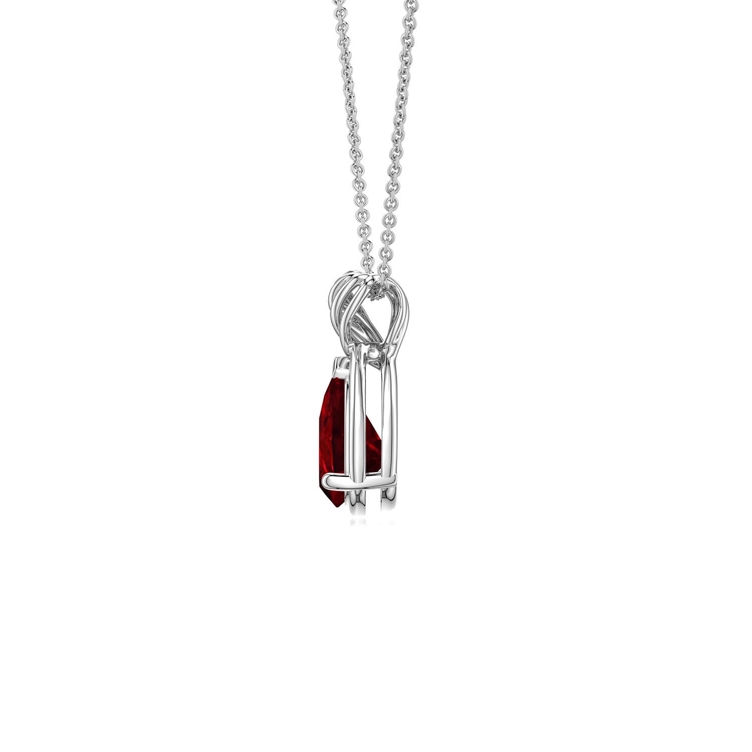 7x5mm Labgrown Pear Lab-Grown Ruby Twisted Frame Infinity Pendant in 18K White Gold