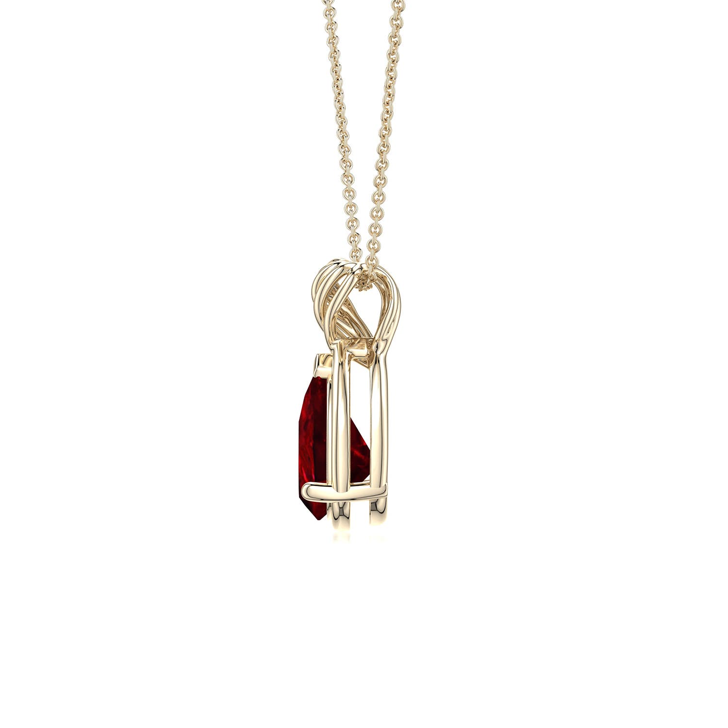 8x6mm Labgrown Pear Lab-Grown Ruby Twisted Frame Infinity Pendant in 18K Yellow Gold
