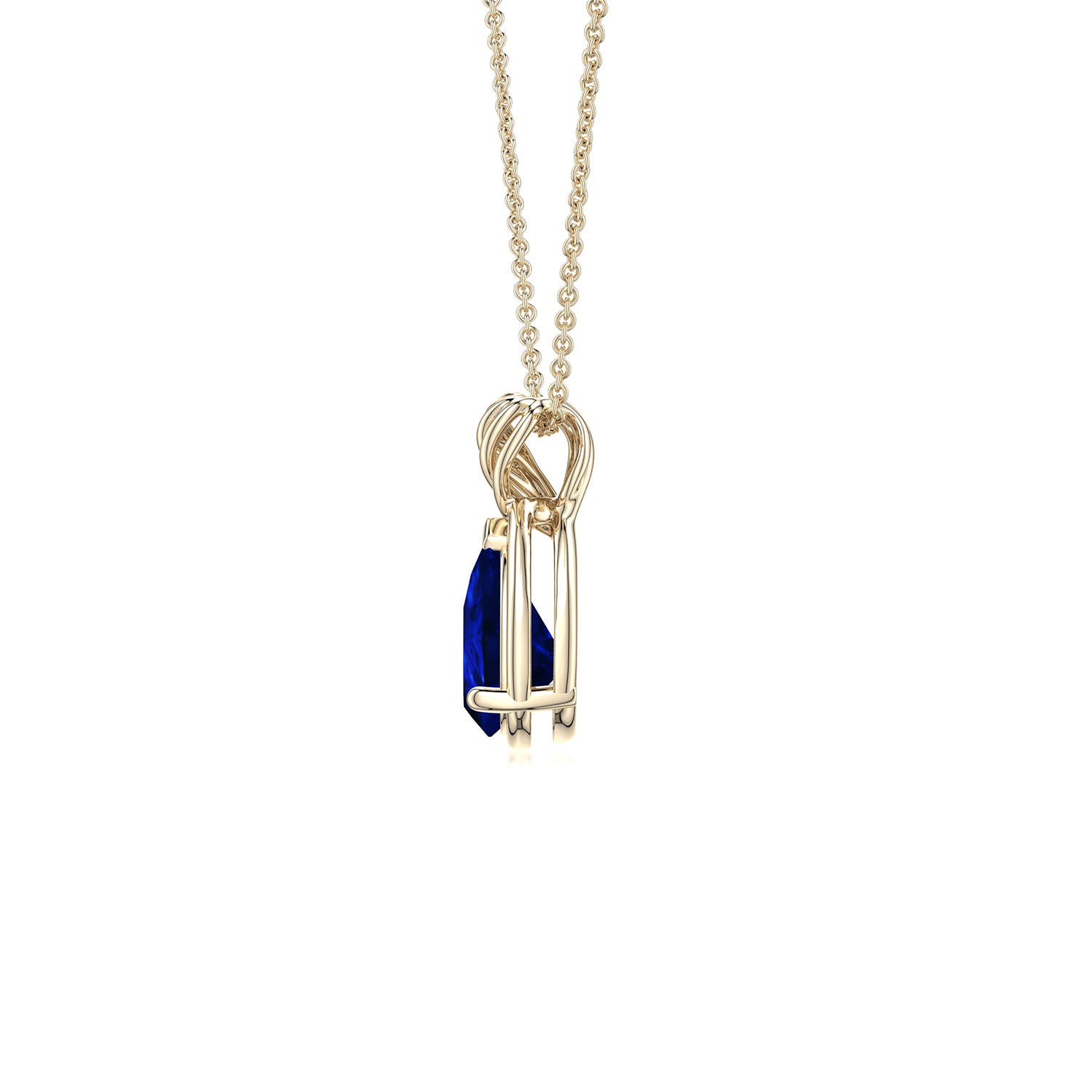 7x5mm Labgrown Pear Lab-Grown Blue Sapphire Twisted Frame Infinity Pendant in 18K Yellow Gold