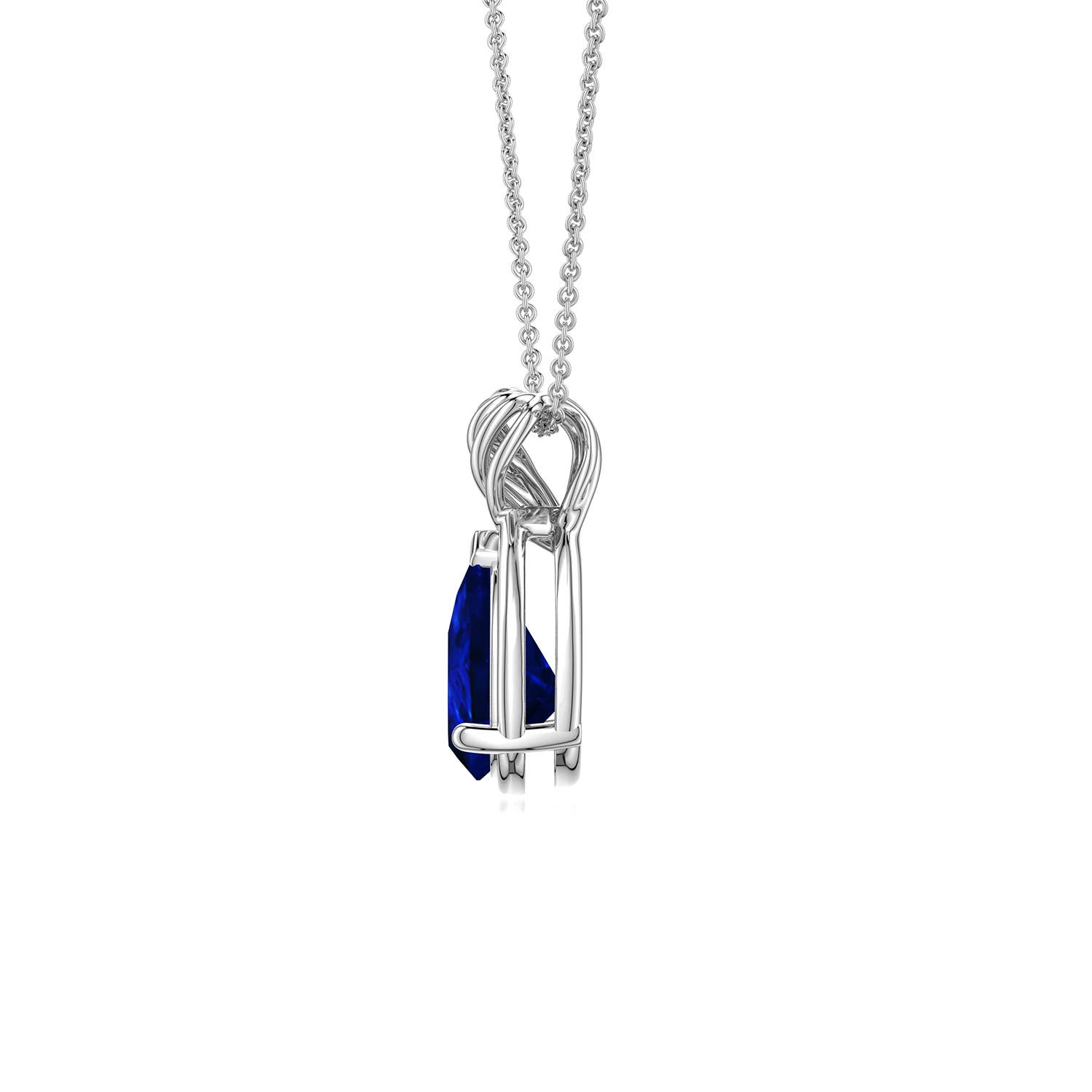 8x6mm Labgrown Pear Lab-Grown Blue Sapphire Twisted Frame Infinity Pendant in 18K White Gold