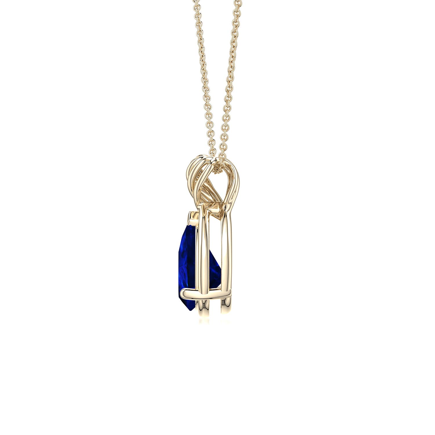 8x6mm Labgrown Pear Lab-Grown Blue Sapphire Twisted Frame Infinity Pendant in 18K Yellow Gold