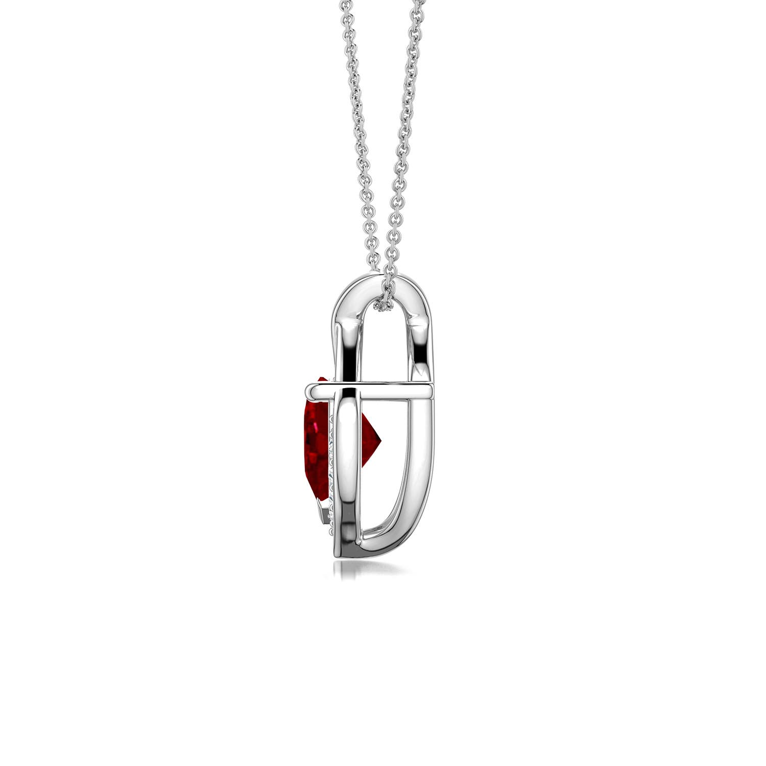 5mm Labgrown Heart Lab-Grown Ruby Asymmetrical Infinity Pendant in 18K White Gold