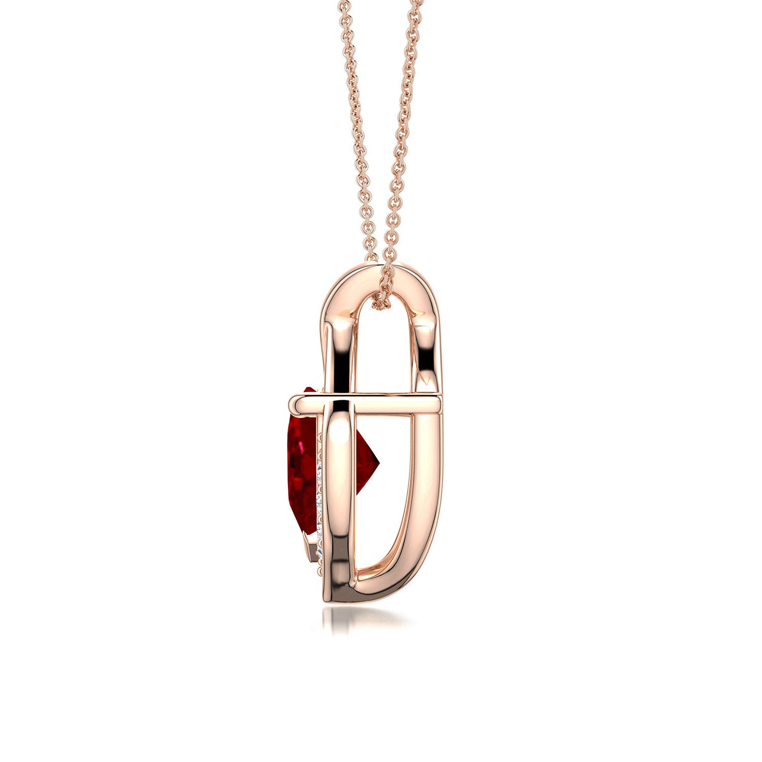 6mm Labgrown Heart Lab-Grown Ruby Asymmetrical Infinity Pendant in Rose Gold - side 3