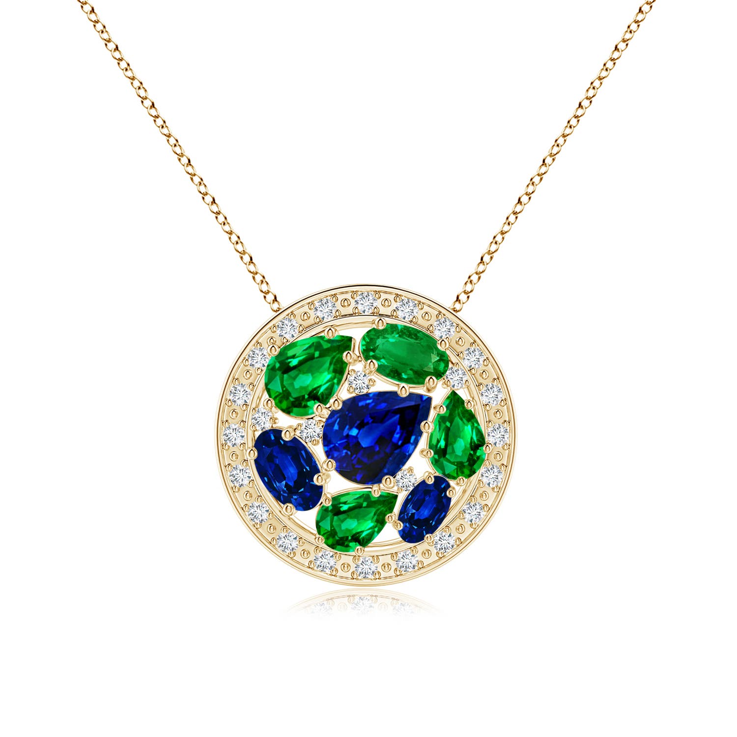 8x6mm Labgrown The Heritage Collection Multi-Shape Lab-Grown Blue Sapphire and Emerald Pendant by D.K. Surana in Yellow Gold - main